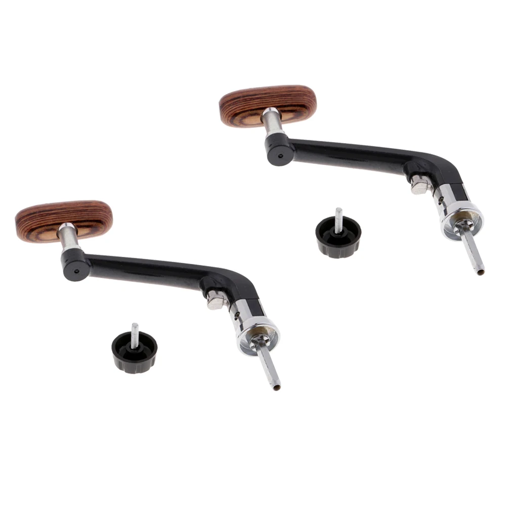 2pcs Metal & Wooden Power Handle Fishing Reel Crank Arm   Reel Handle for 5000-6000 Series