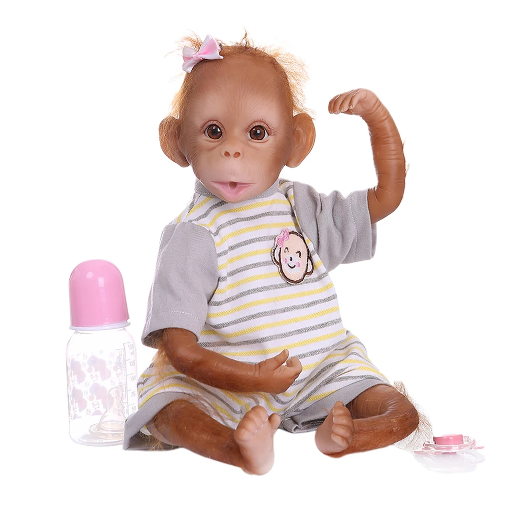 16' Vinyl Monkey Baby Doll Toy Cloth Body Lifelike Reborn Doll with T-shirt
