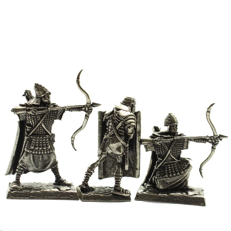 Military Sandbox Metal Copper Ornaments Figure Roman Legionary Soldier Model Archer Medieval Military Toys