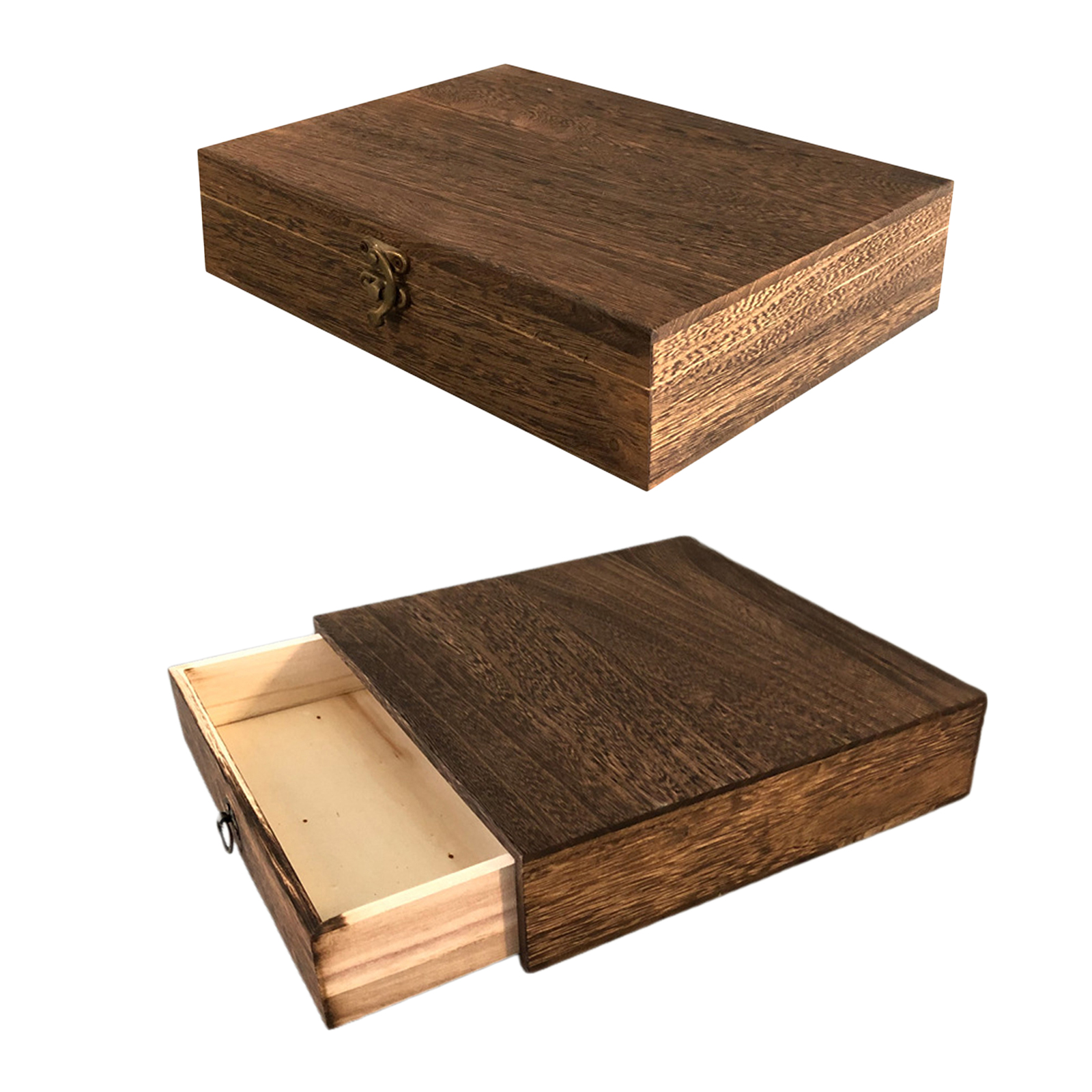 Wooden Storage Box with Lock Jewelry Packing Case Portable Wedding Rings Keepsake Bracelet Organizer Women Men Display Box Gift