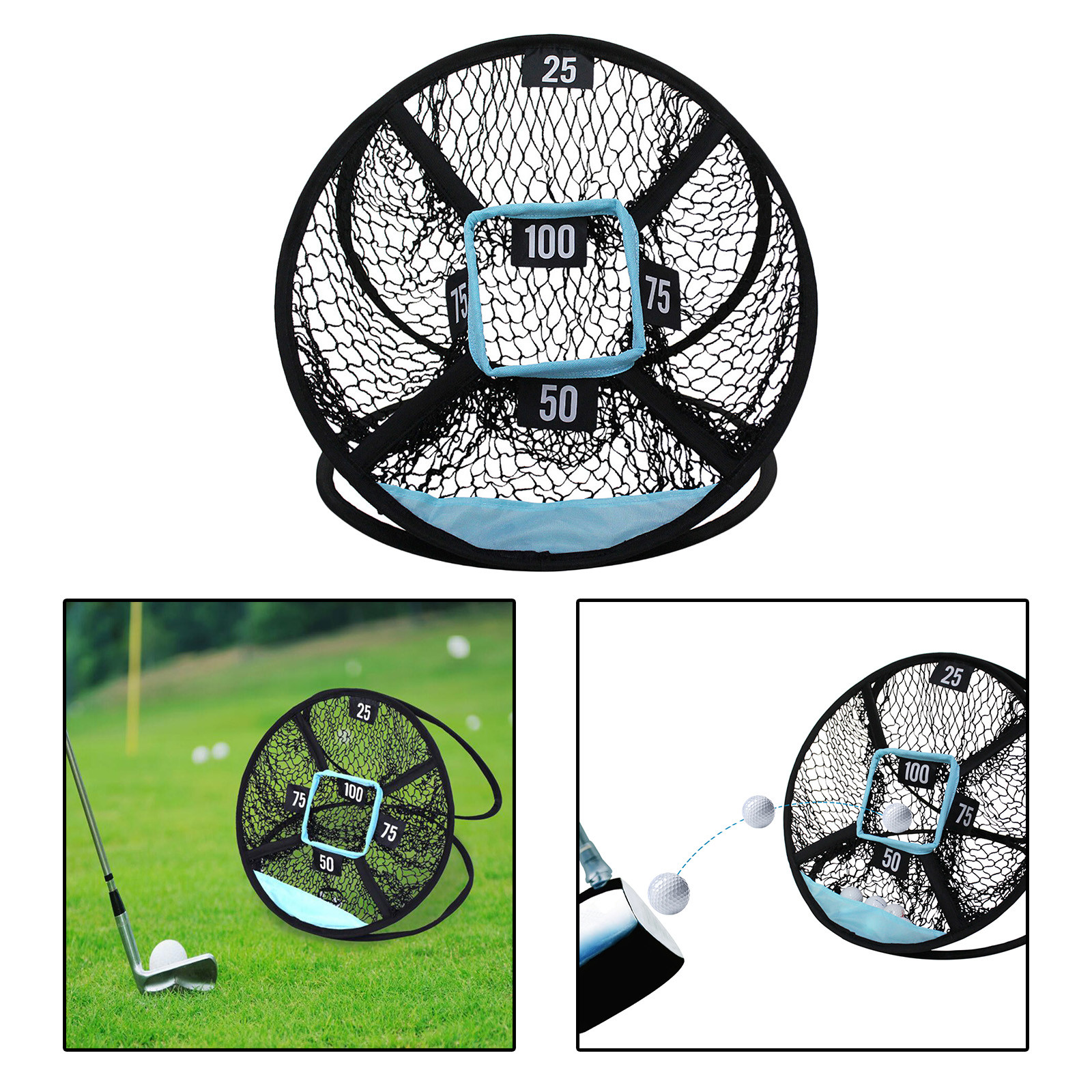 Foldable Golf Chipping Net  Up Putting Training Aid Yard Indoor Driving Range Foldable Hitting 5-Hole Trainer Netting