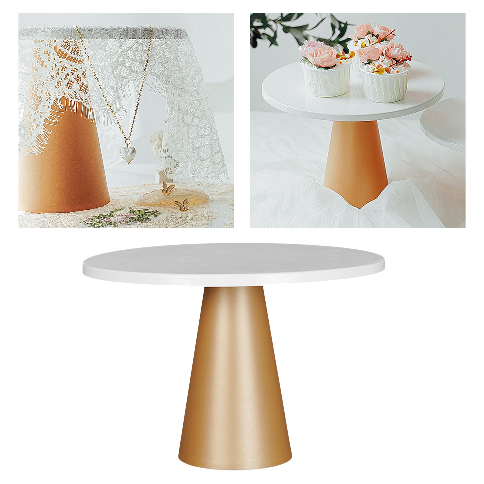 Dessert Table Cake Stand Golden Tart Pie Plate Tray Supplies Ornaments