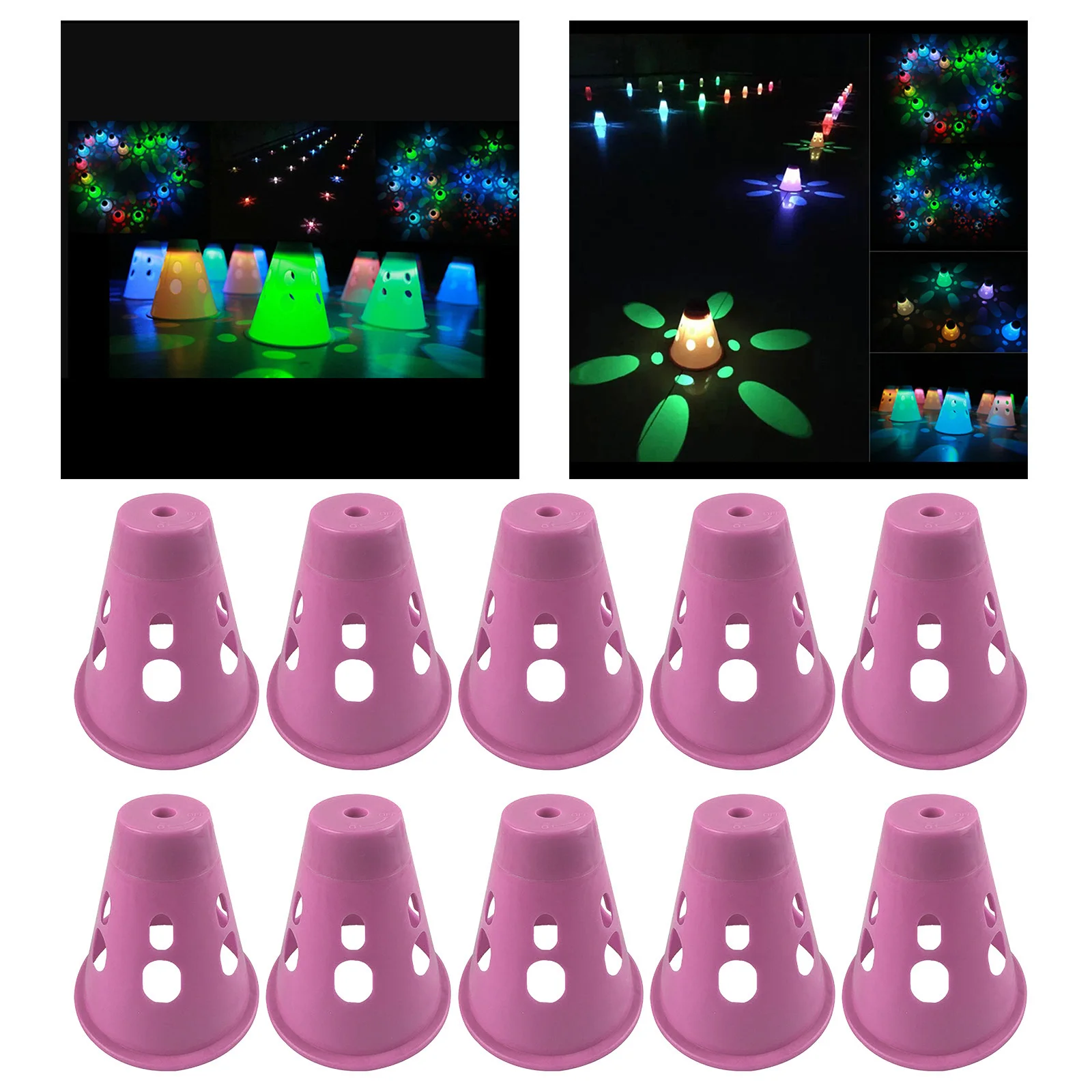 10pcs 7.8x8cm Plastic LED Skating Cones Light Up Ground Light