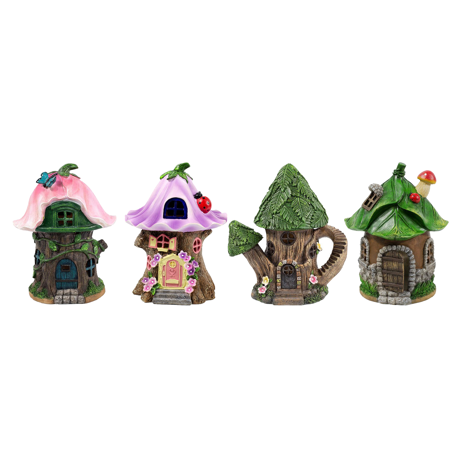 Lovely Mini Fairy House Statue Outdoor Garden Light Patio Yard Path Decor