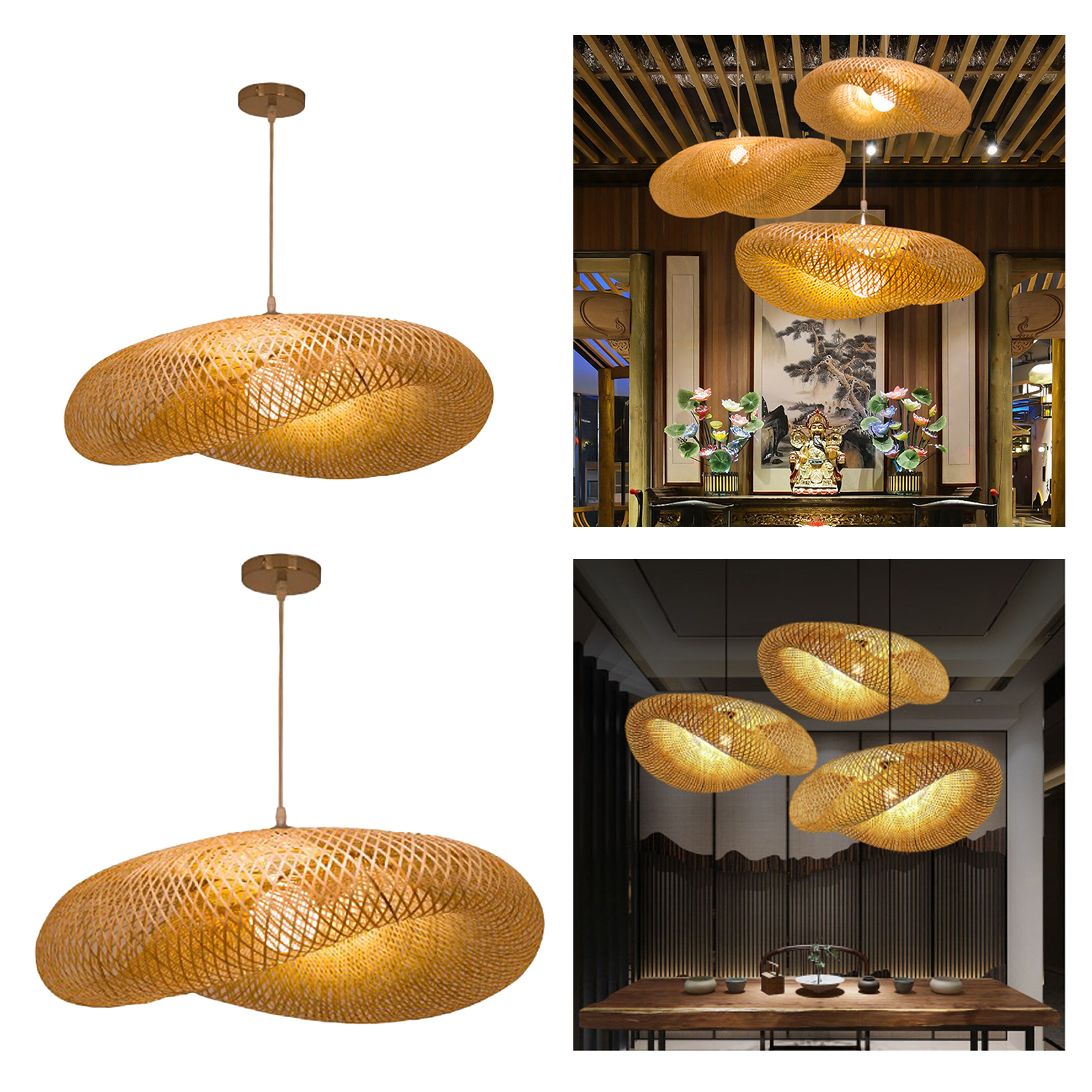Japanese Style Bamboo Ceiling Pendant Lights Shade Restaurant Hanging Ceiling Lamp Shade Office Home Decor Chandelier Lampshade