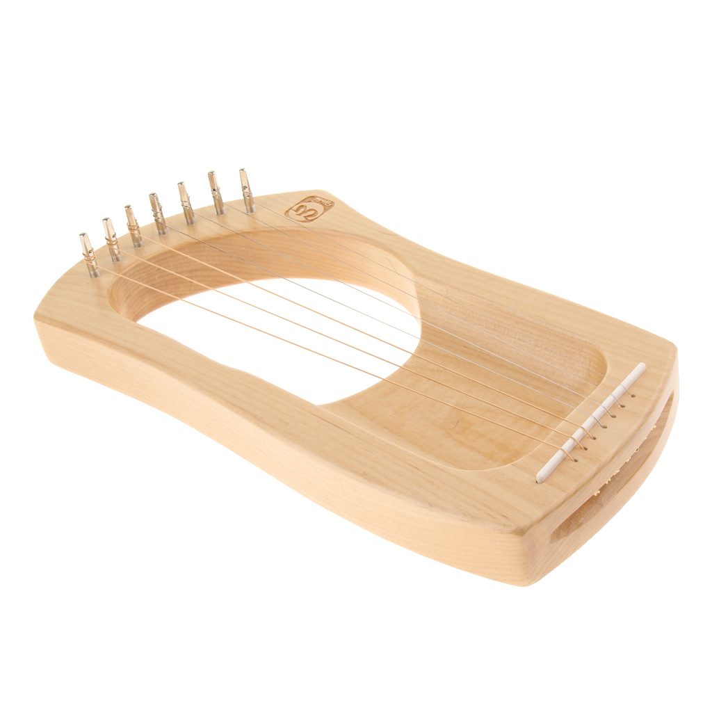 Wooden 7 Strings Mahogany Mini Harp Lyre， with Tuner&Case for Music Playing，Practicing