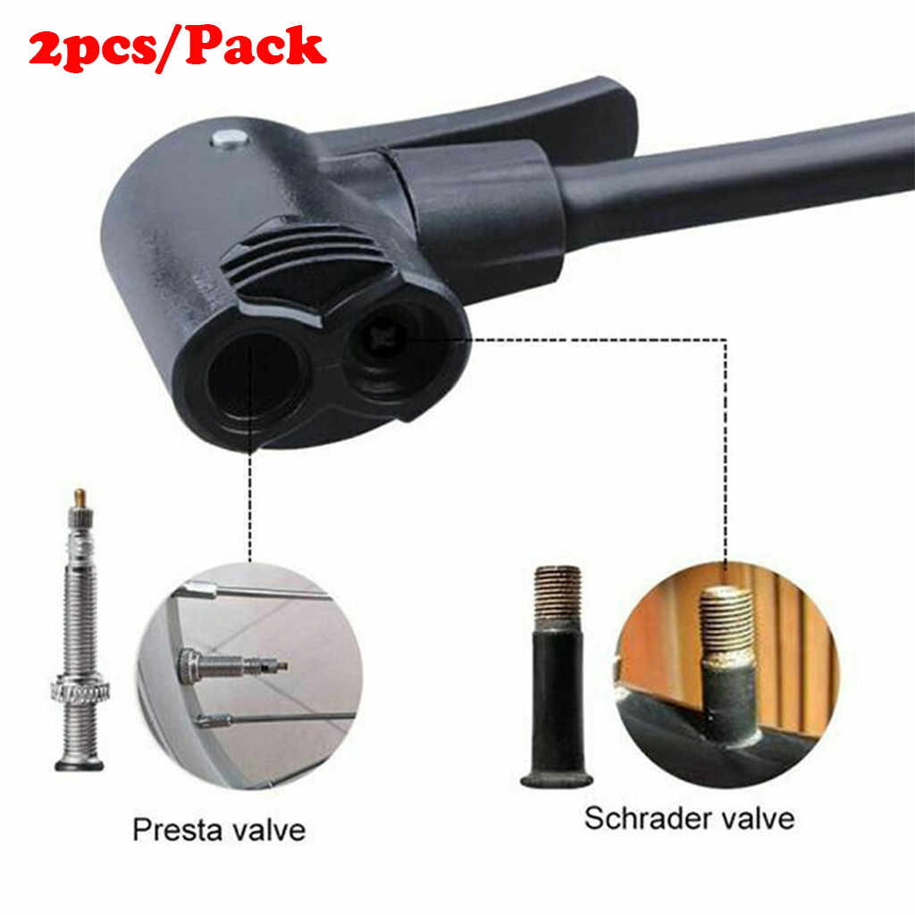 2pcs Bicycle Tyre Tube Replacement Dual Valve Adapter Head Foot Air Pump Adapter