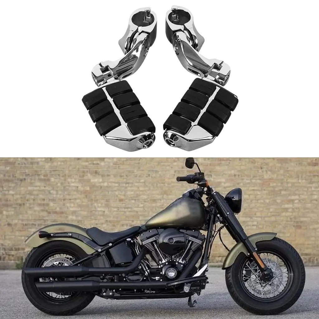 Long Highway Foot Pegs 1-1/4inch 32mm Engine Guard Foot Pegs Kit Replacement Adjustable Universal Fits for Harley