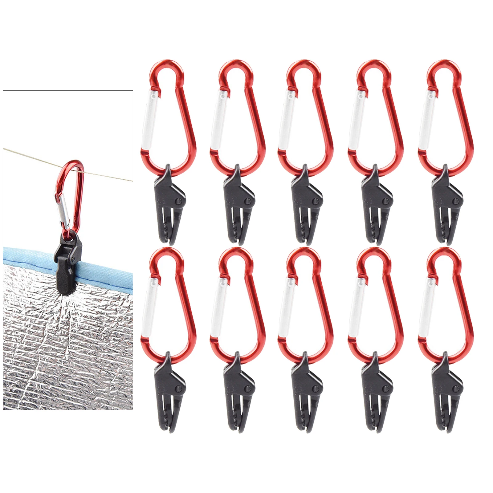 10x Tarp Clips Clamps Holding Up Canopy Alligator Mouth Lock Clip Carabiner