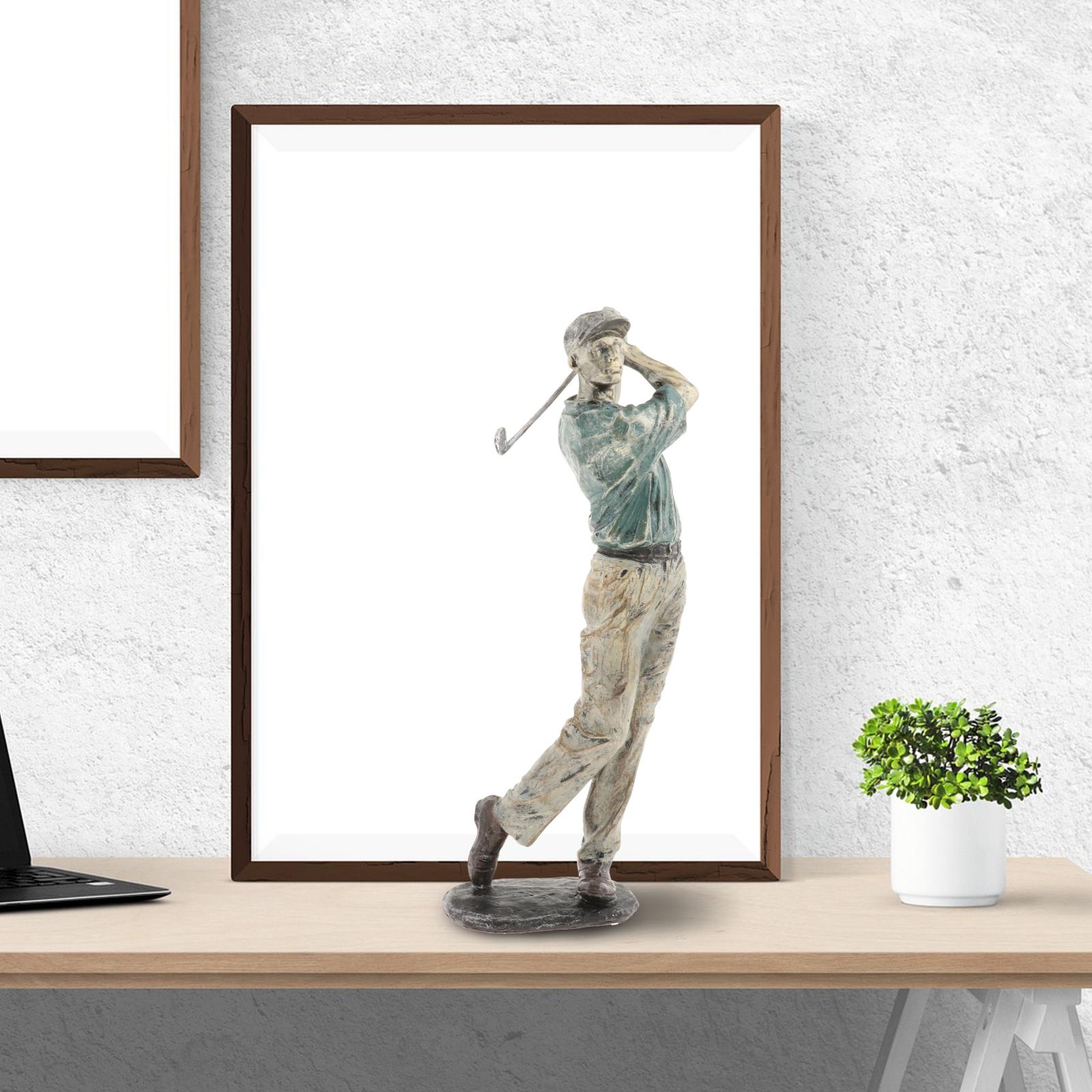 Decorative Man Golfer Statue Ornament Handcrafts Sculpture Swinging A Golf Sport Club Shelf Bookcase Decor Gift Collectible