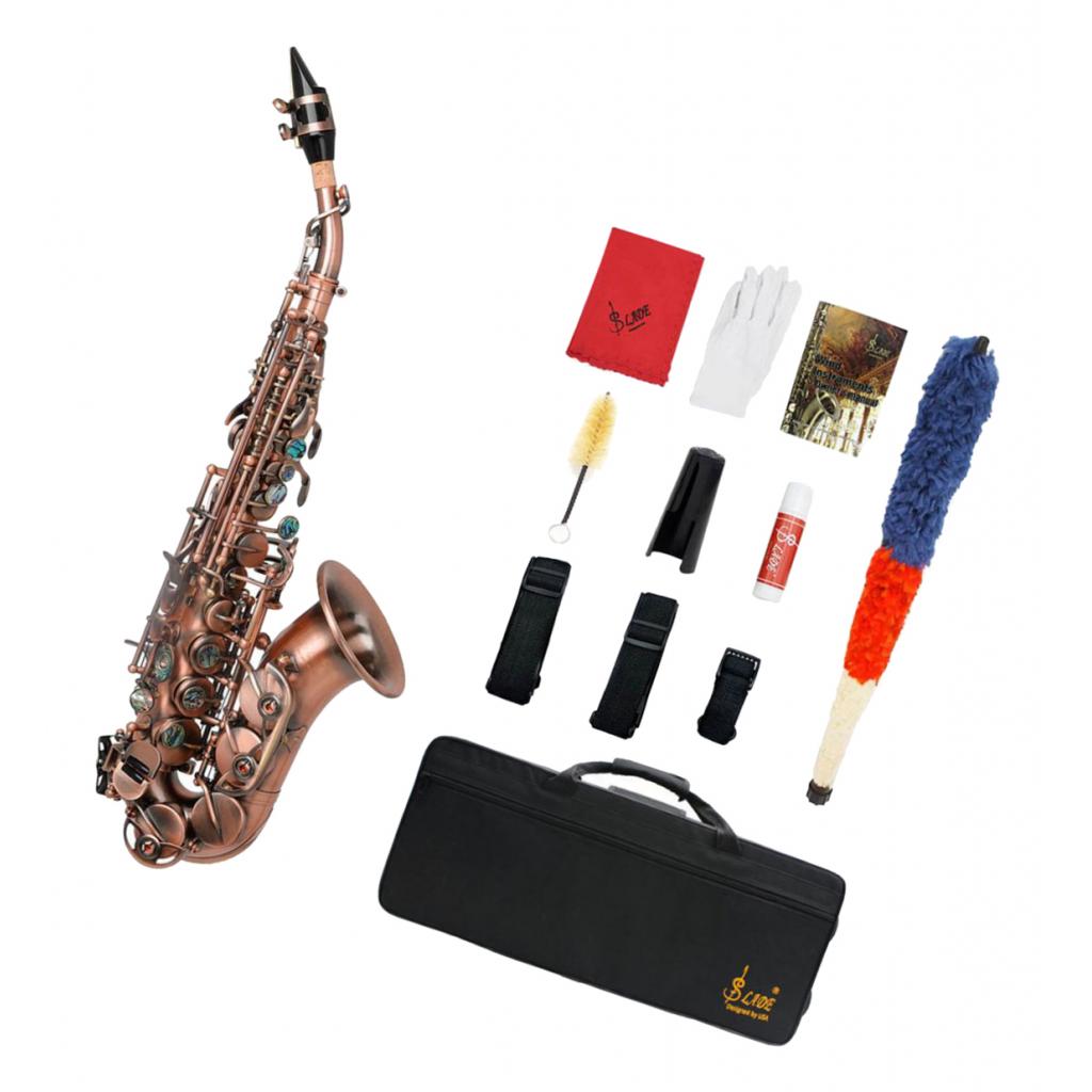 LADE Curved Soprano Saxophone Brass B Flat Treble Small Elbow  Key
