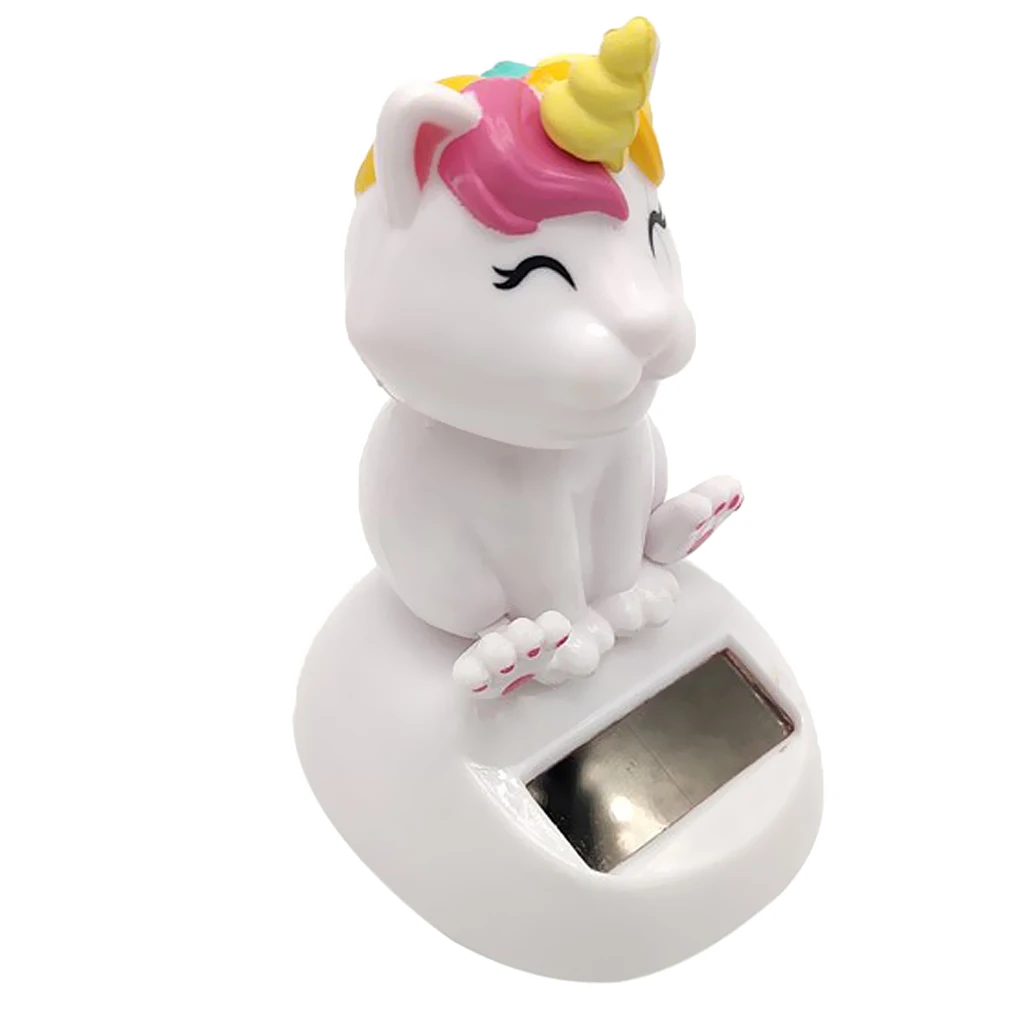 Solar Powered Cute Cat Nodding Head Figure Doll Kids Toy Gift Home Office Car