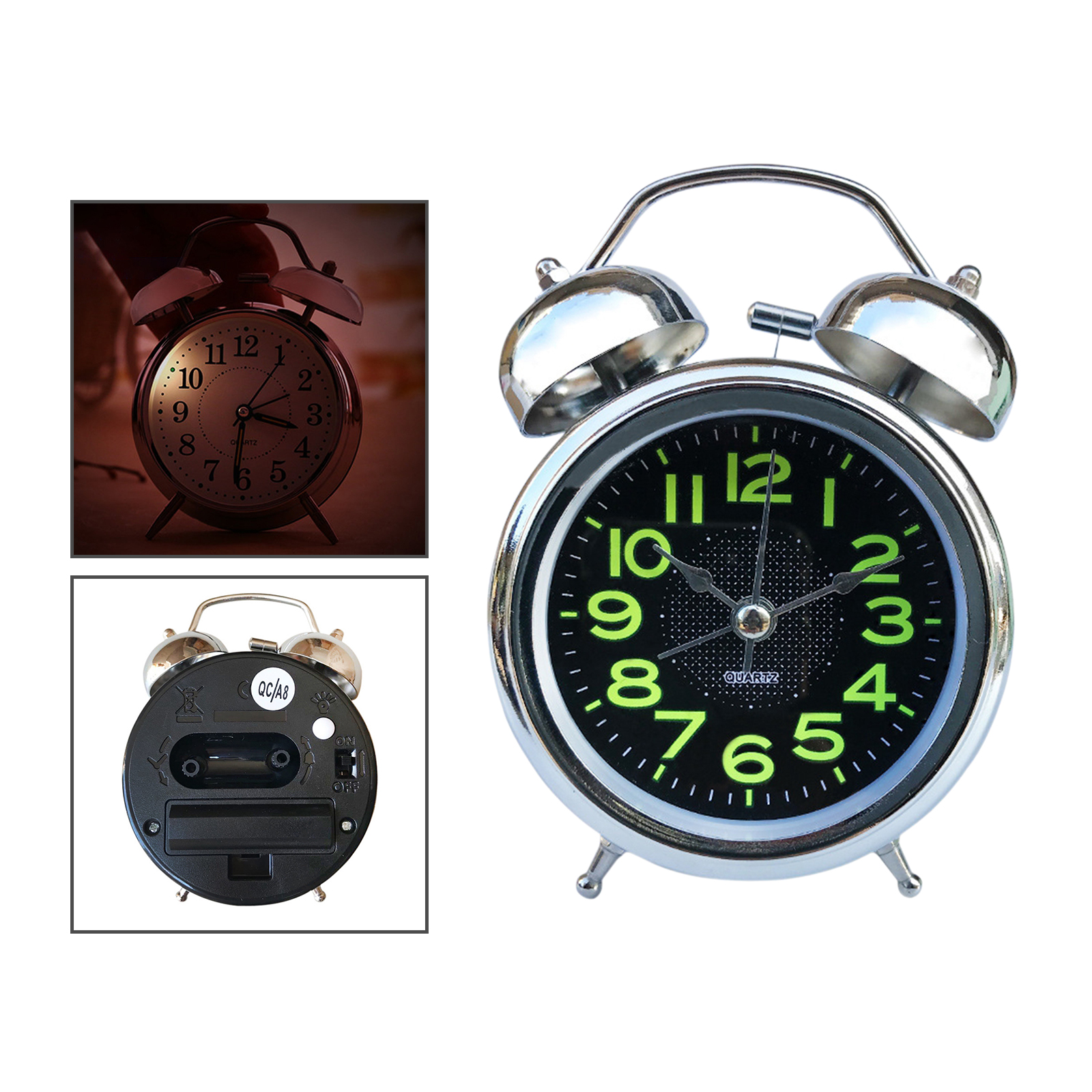 Analog Alarm Clock Vintage Retro Classic Night Light Extra Loud