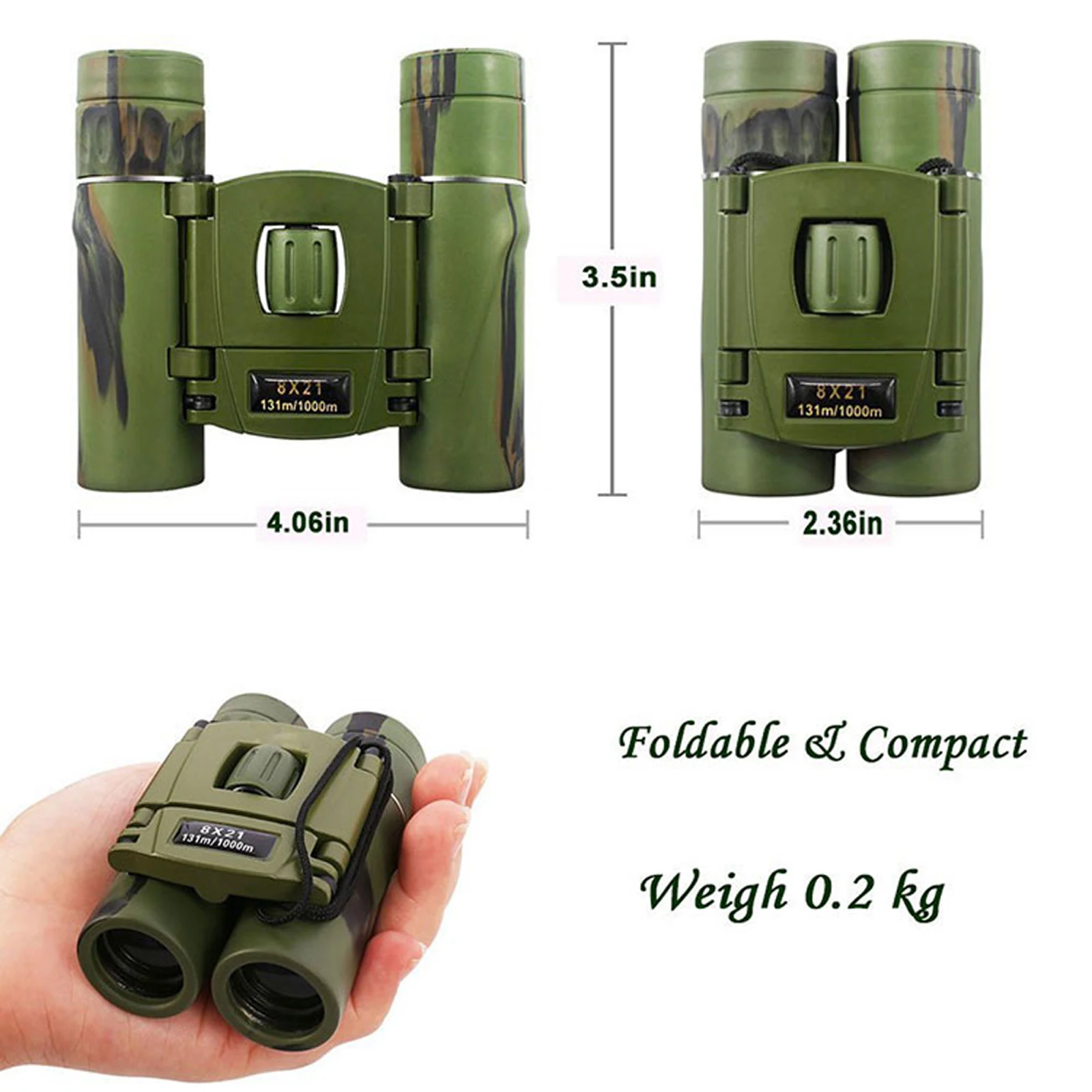 ARMY CAMOUFLAGE 8 X 21 MONOCULAR MILITARY KIDS OUTDOORS OPTICS OLIVE GREEN 