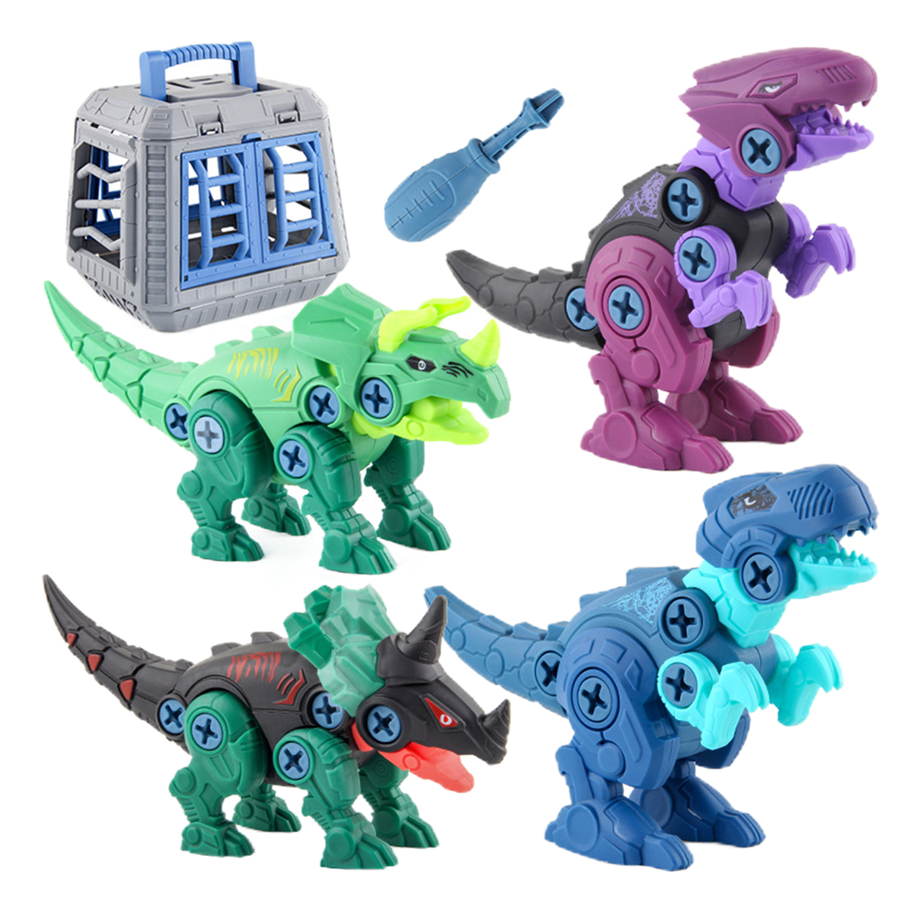 4Pack of 3D Dinosaur Assembly DIY Toy Screw Nut Combination Assembling Dinosaur Model Disassembly Screw Nut Combination Toys