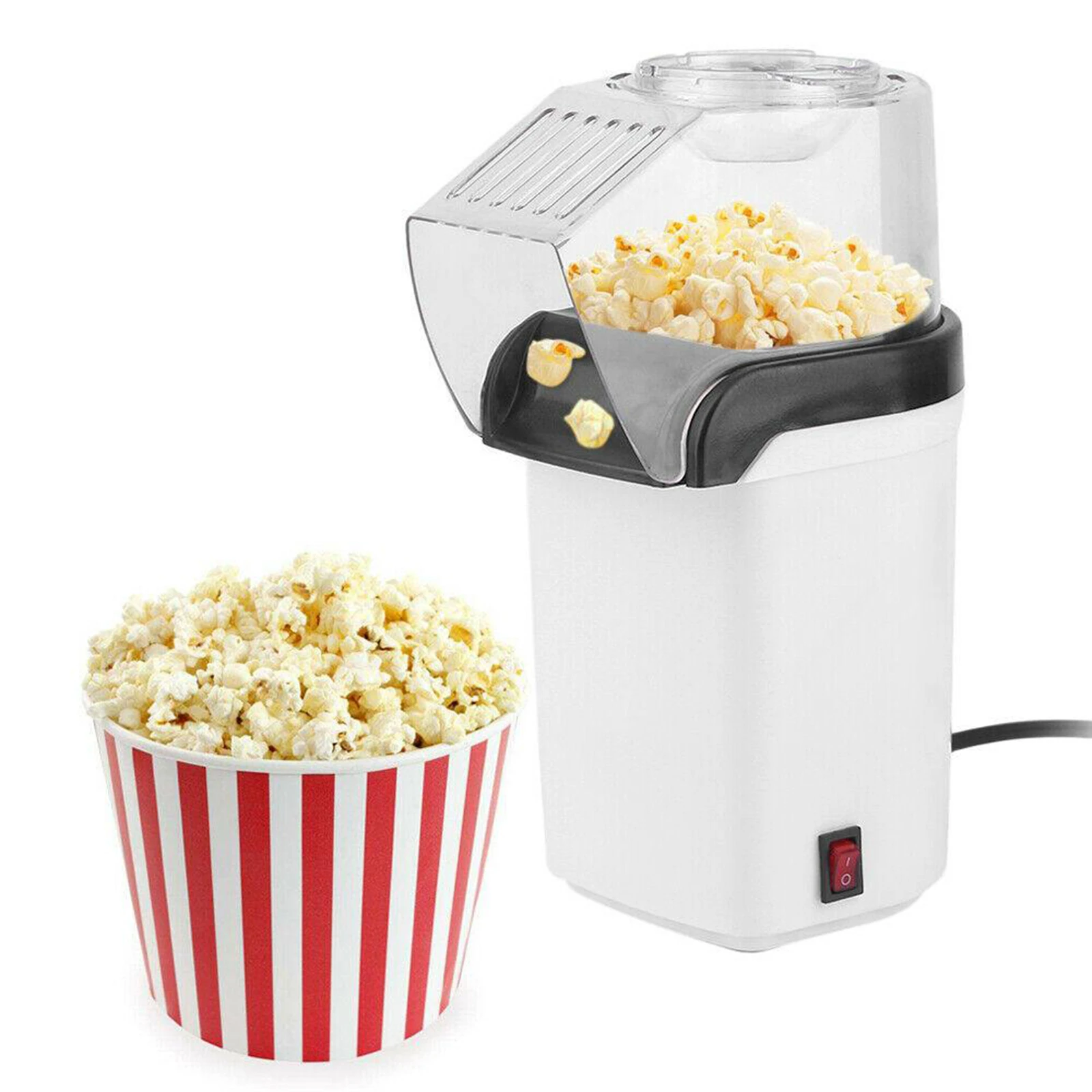 Air Popcorn Popper Maker, Electric Hot Air Popcorn Machine-1200W, Oil-Free for Home