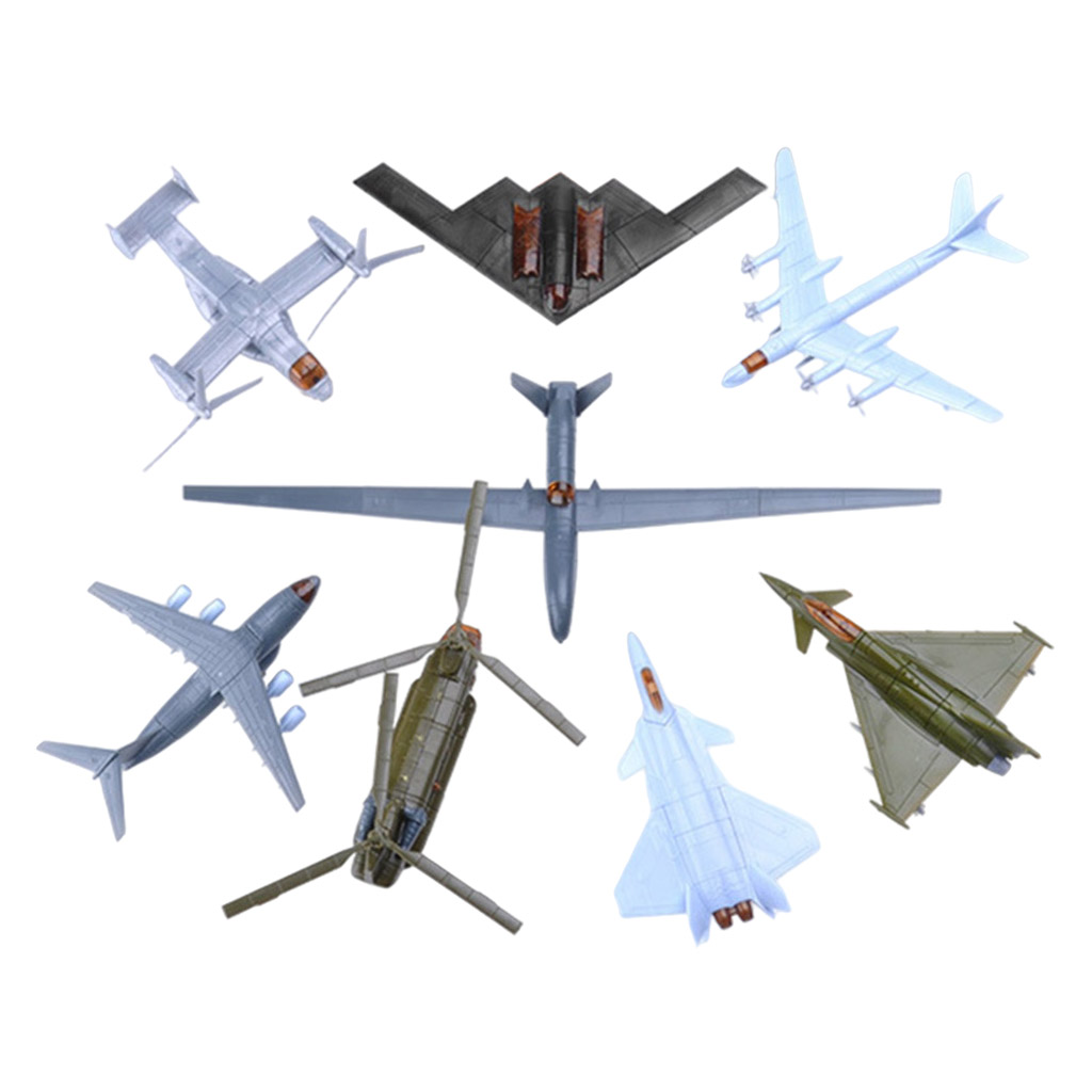 8x DIY Crafts Assembly Plastic 4D Helicopter Aircraft Plane Fighter Puzzle Miniature Building Kit for Boys Construction Toy