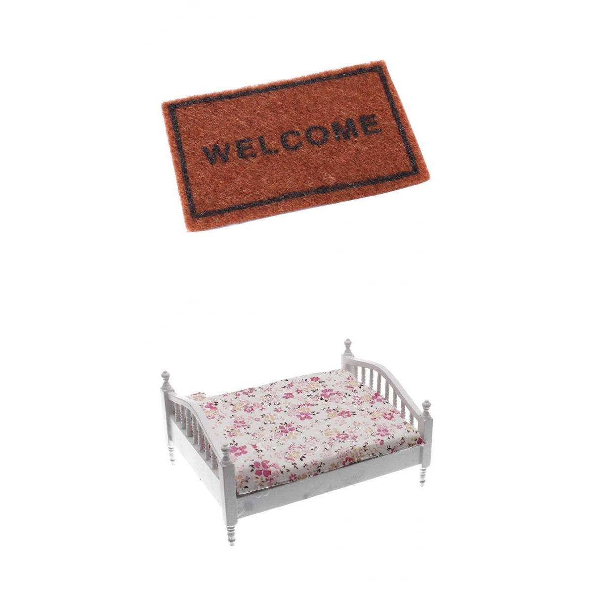 1:12 Dollhouse Miniature Mini Furniture Bed Beside Table Floor Rug