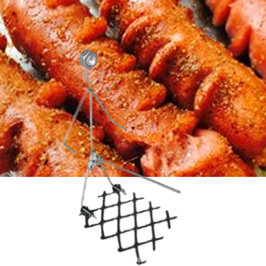 BBQ Stainless Steel Rack Roster Funny Hot Dog Sausage Stand Holder Grill