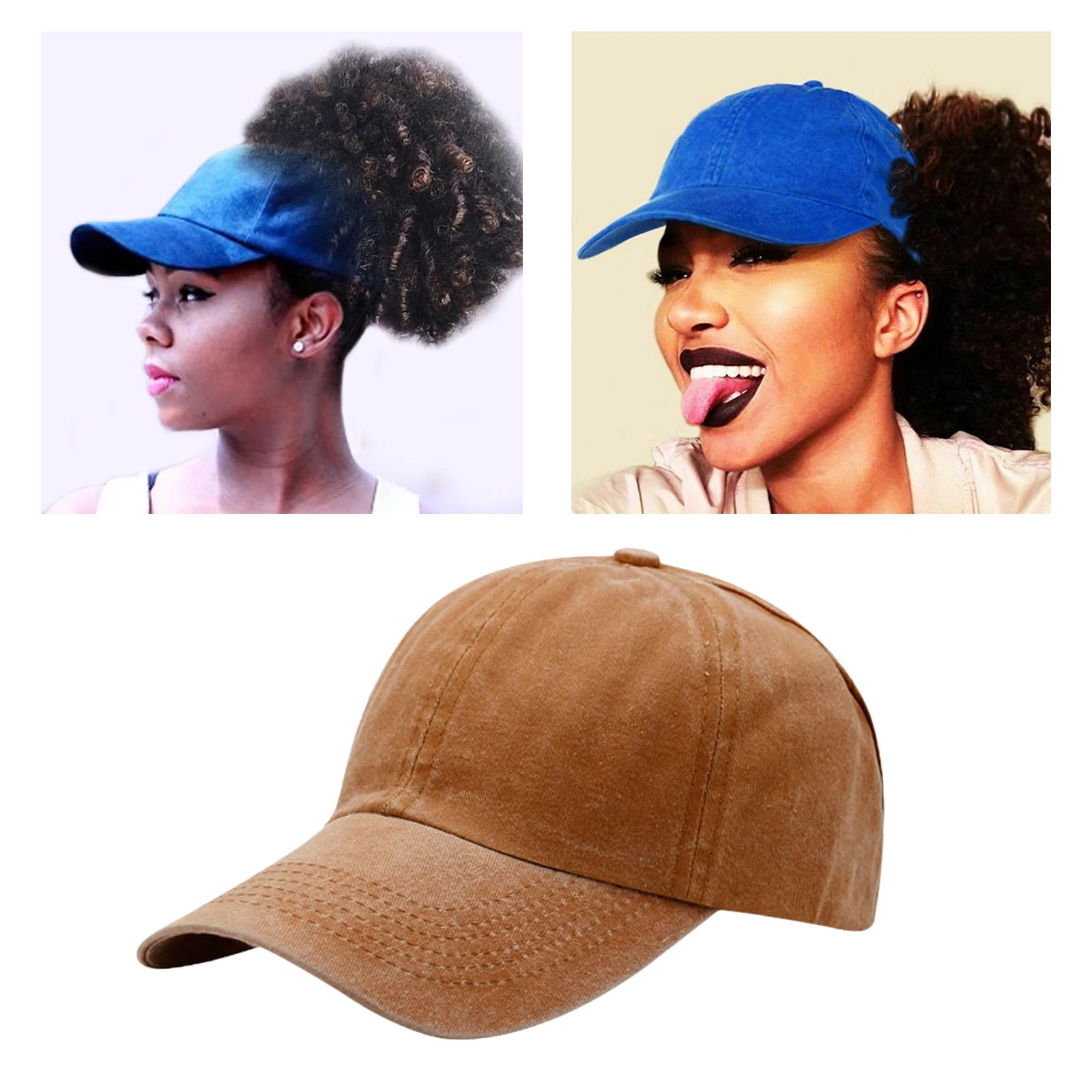 Lightweight Women Ponytail Baseball Hat Summer Visor Backless Curly Hair Messy Sun Hat for Outdoor Activities, Travel, Beach