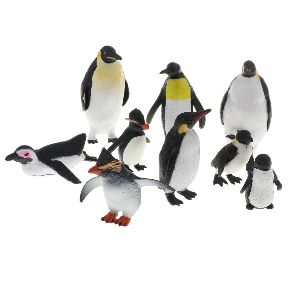 Set de 9 trozos pingüino familia modelo plástico Wildlife Jungle Forest océano 