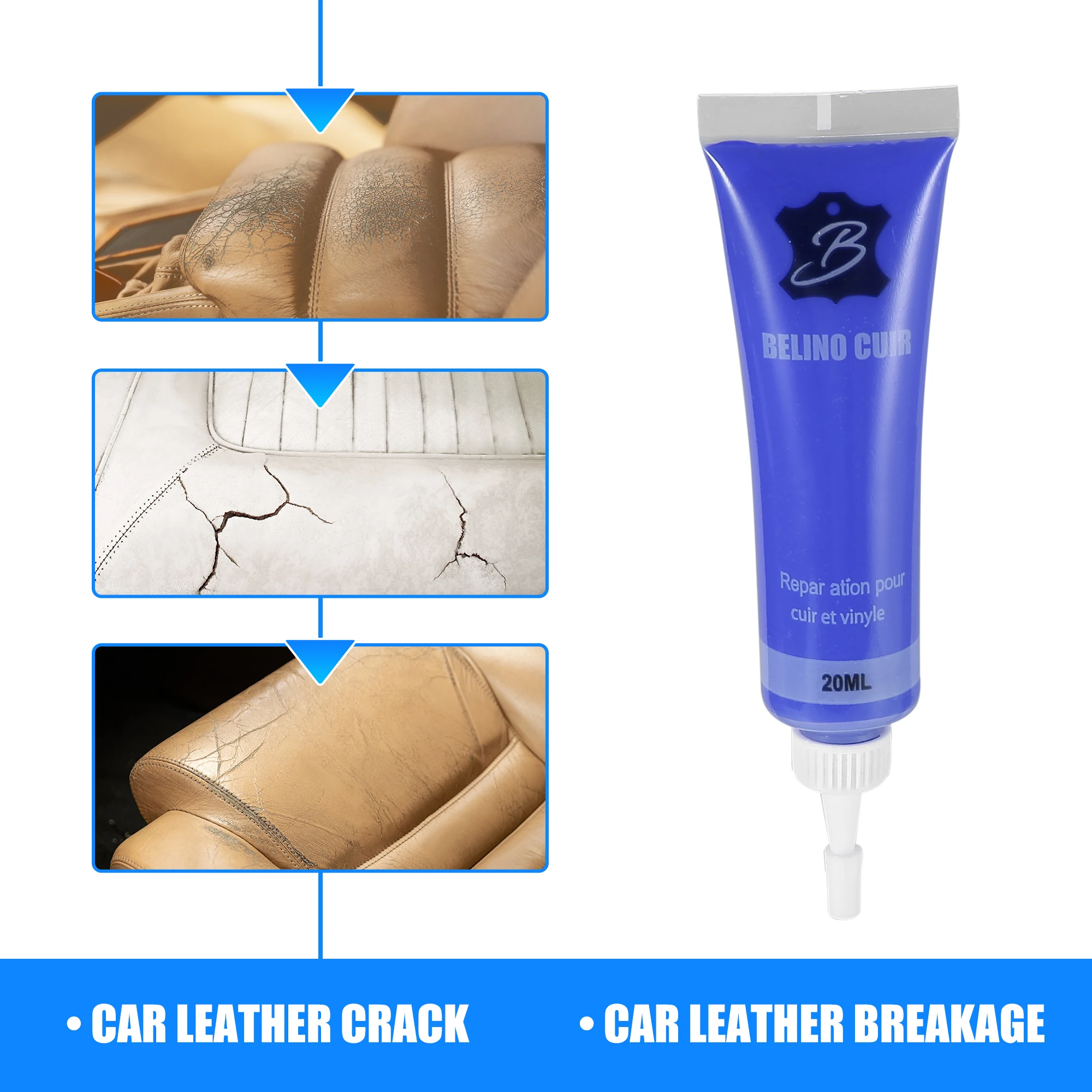 X Autohaux 20ml Car Care Liquid Faux Leather Skin Refurbish Repair Gel Auto Seat Coats Scratch Cracks Restoration for Car adam polishes