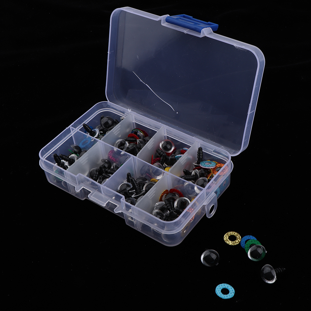80 Pieces Safety Eyes with Glitter Nonwoven and Washer for Stuffed Toy 10mm