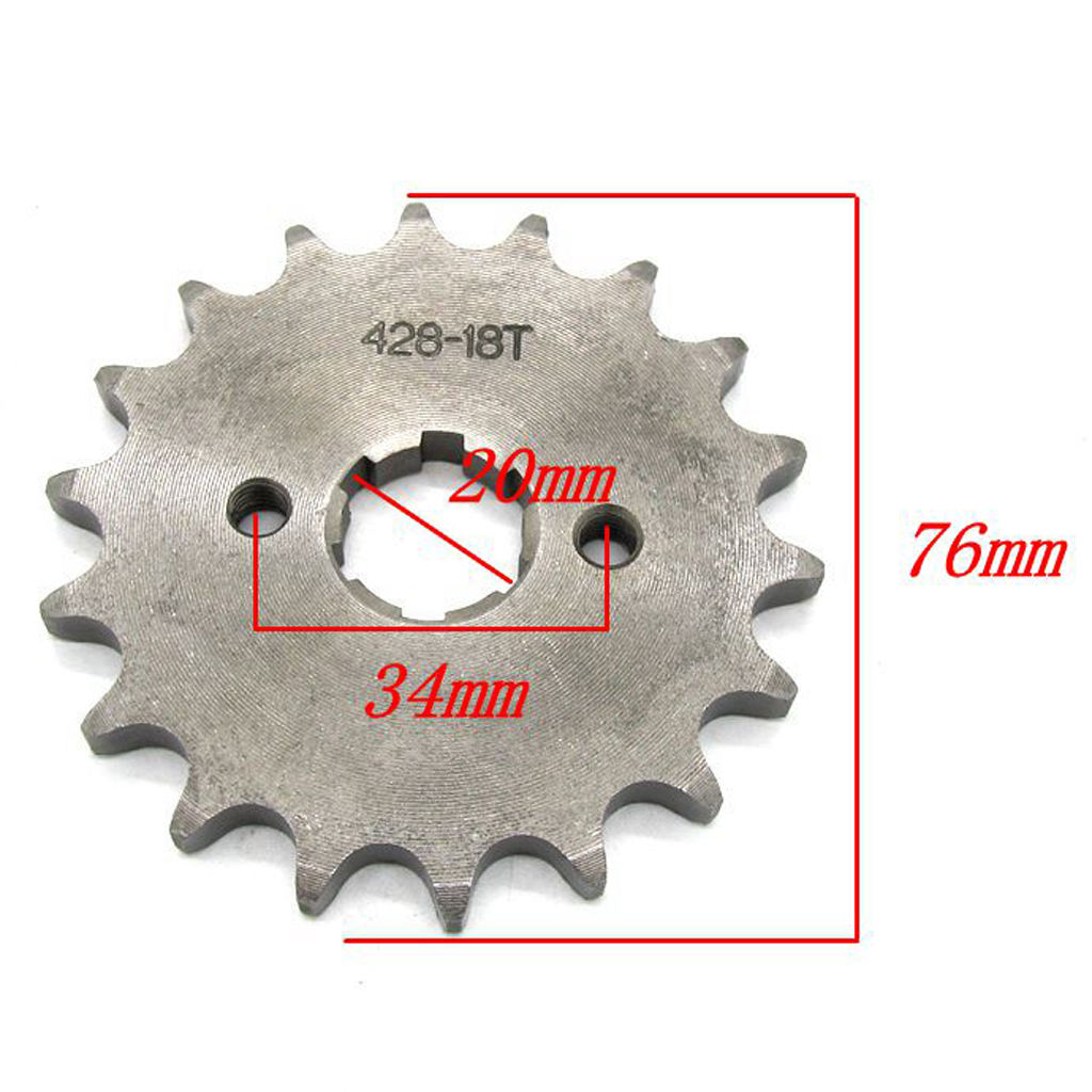 428-18T 20mm Front Sprocket for Motorcycle ATV Dirtbike - Silver