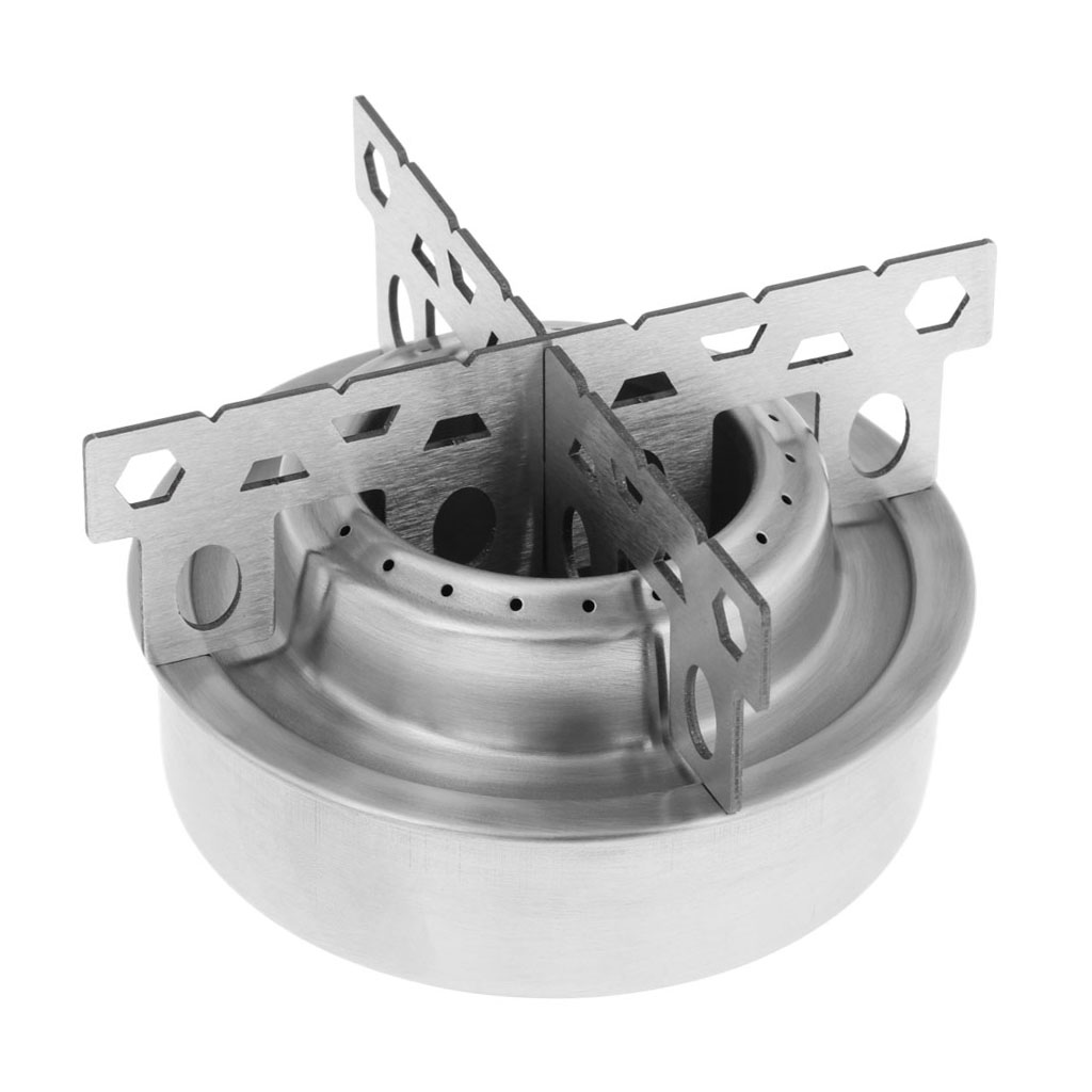 Mini Liquid Alcohol Burner Stove Stainless Steel Camping Hiking Cooking Stoves With Cross Stand Rack Outdoor Utensils Cookware