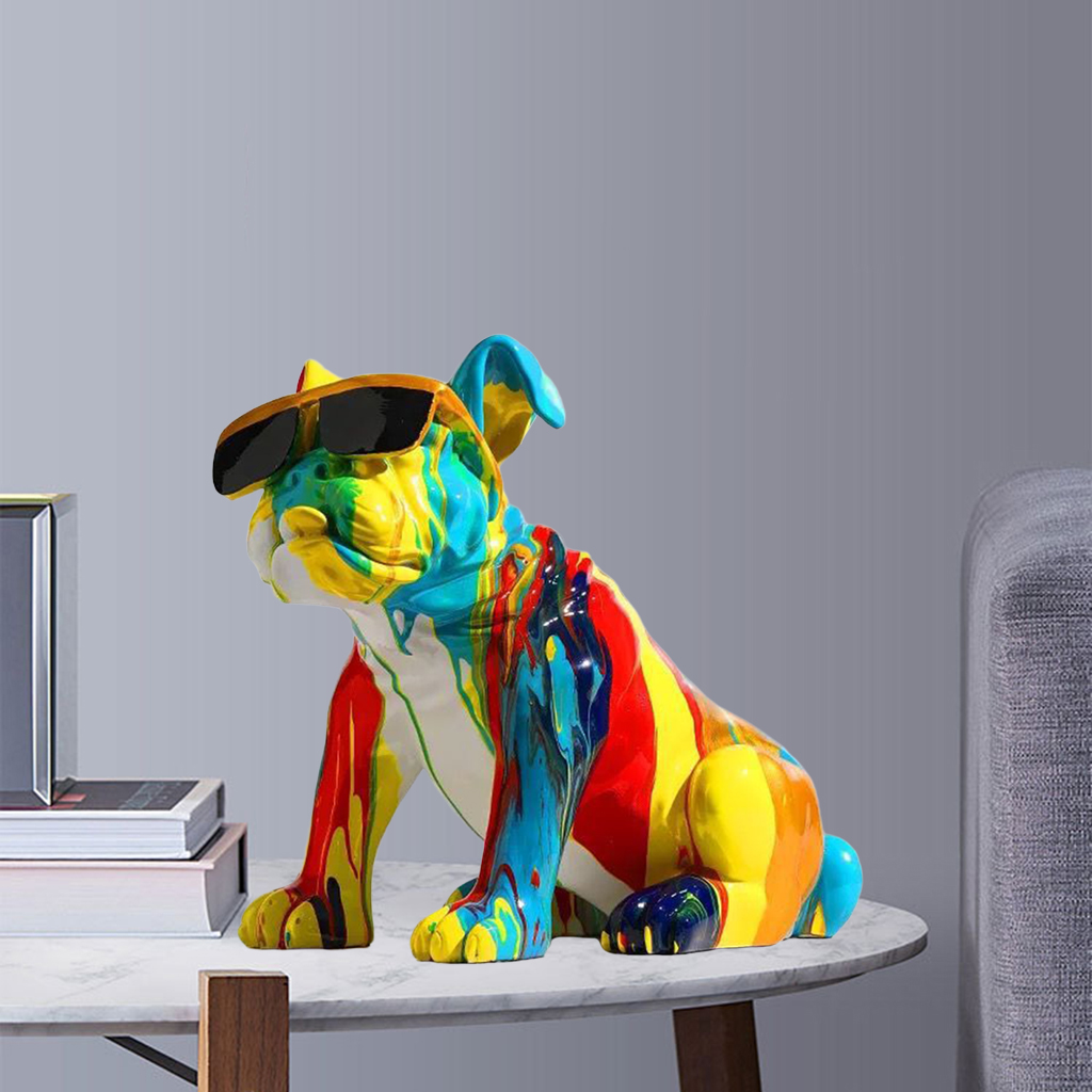Nordic Painted Colorful   Collectible Dog Figurine Sculpture Statue Ornament Art Crafts Sculpture Ornament Gifts Decor