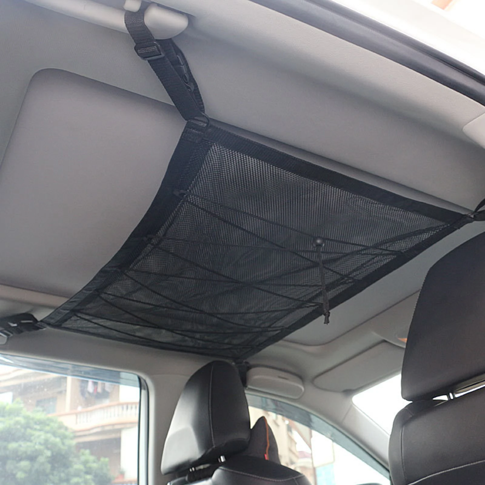 Durable Car Ceiling Mesh Bag Travel Elastic Roof Top Cargo Net Accessories