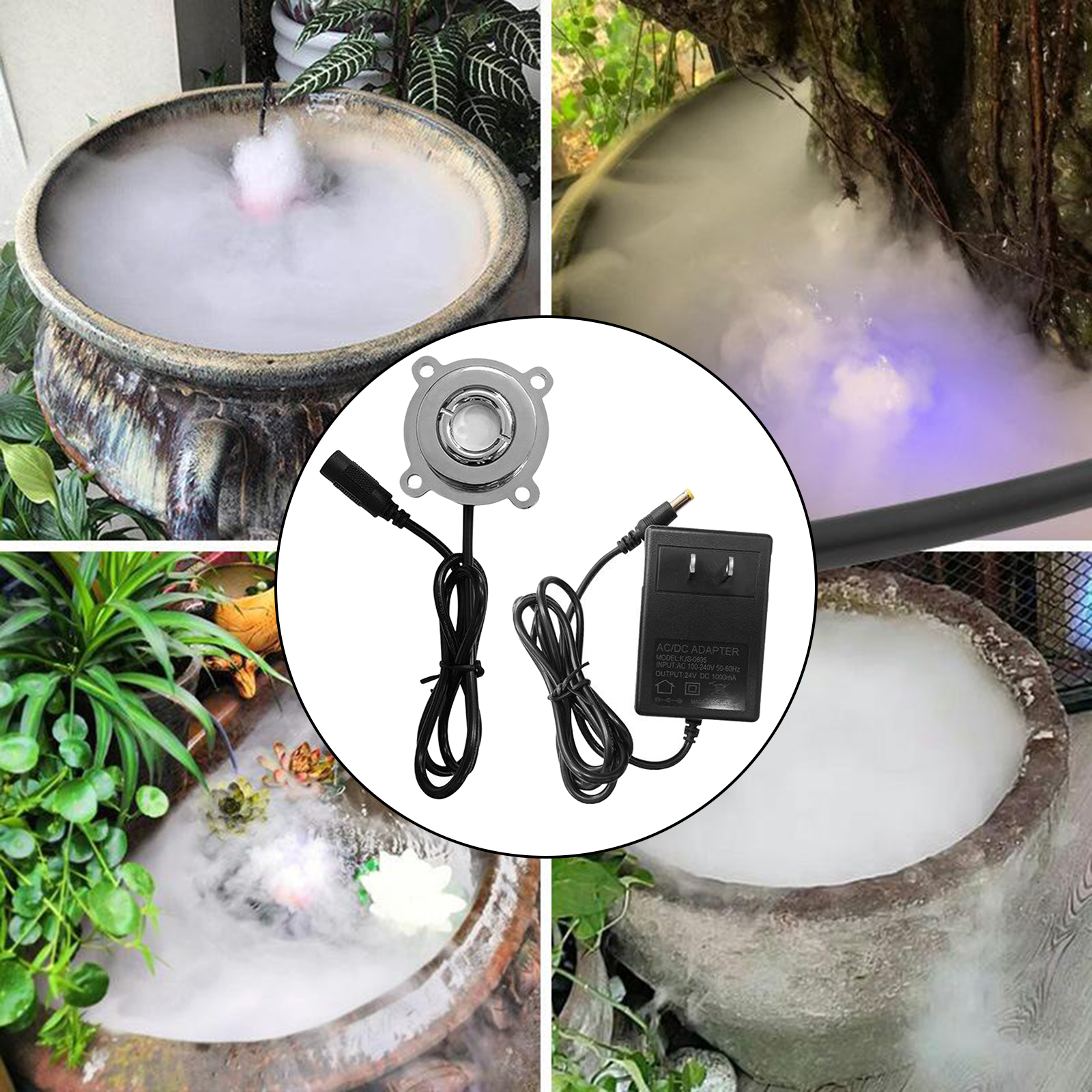 Mist Maker Fogger Durable Ultrasonic Indoor Pond Mister for Rockery Vase Birdbath Atomizer Air Humidifier Home Office Supplies