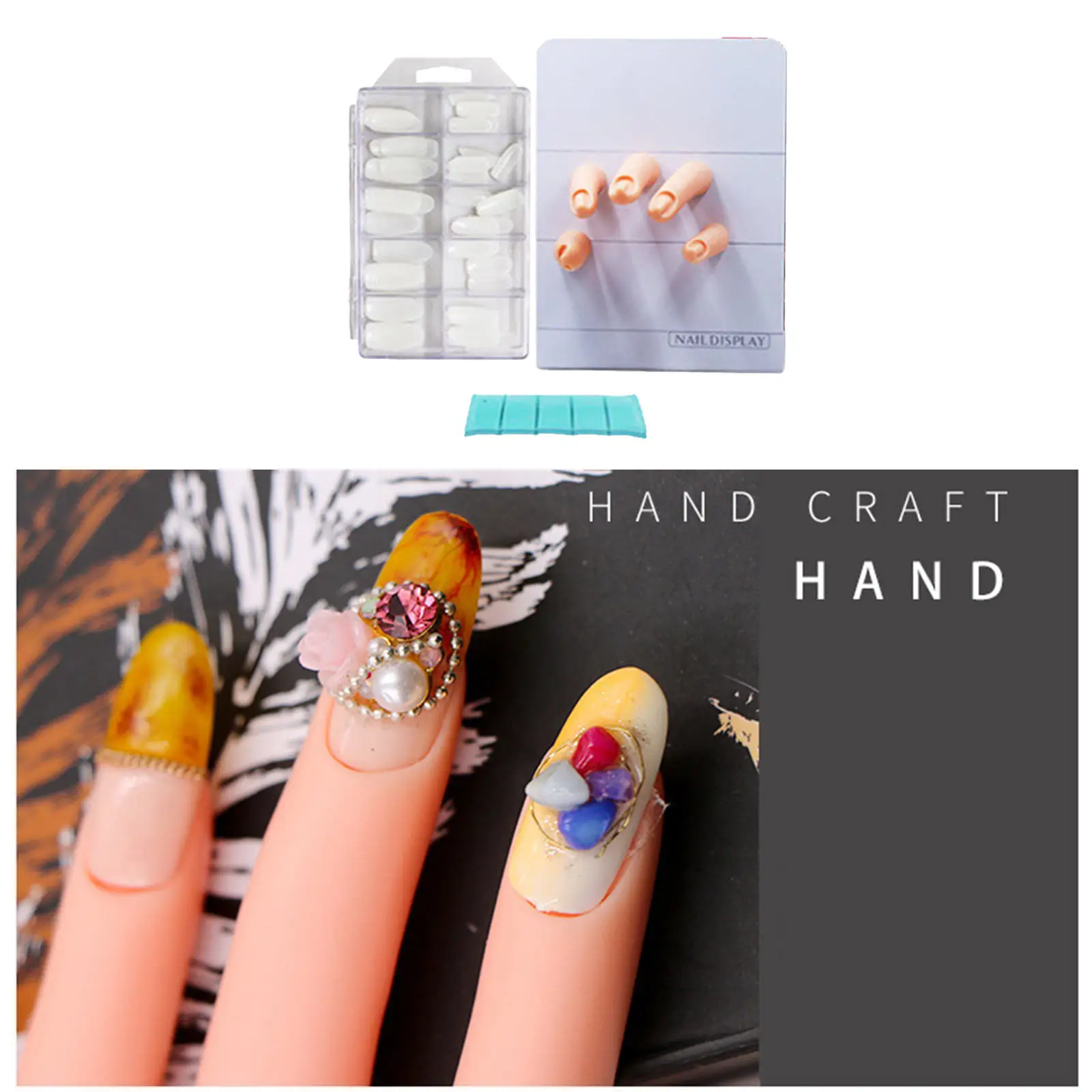 Movable Nail Art Training Tool Decoration Design Learning Silicone Manicure Supply Magnetic Plastic Training Hand for Beginners