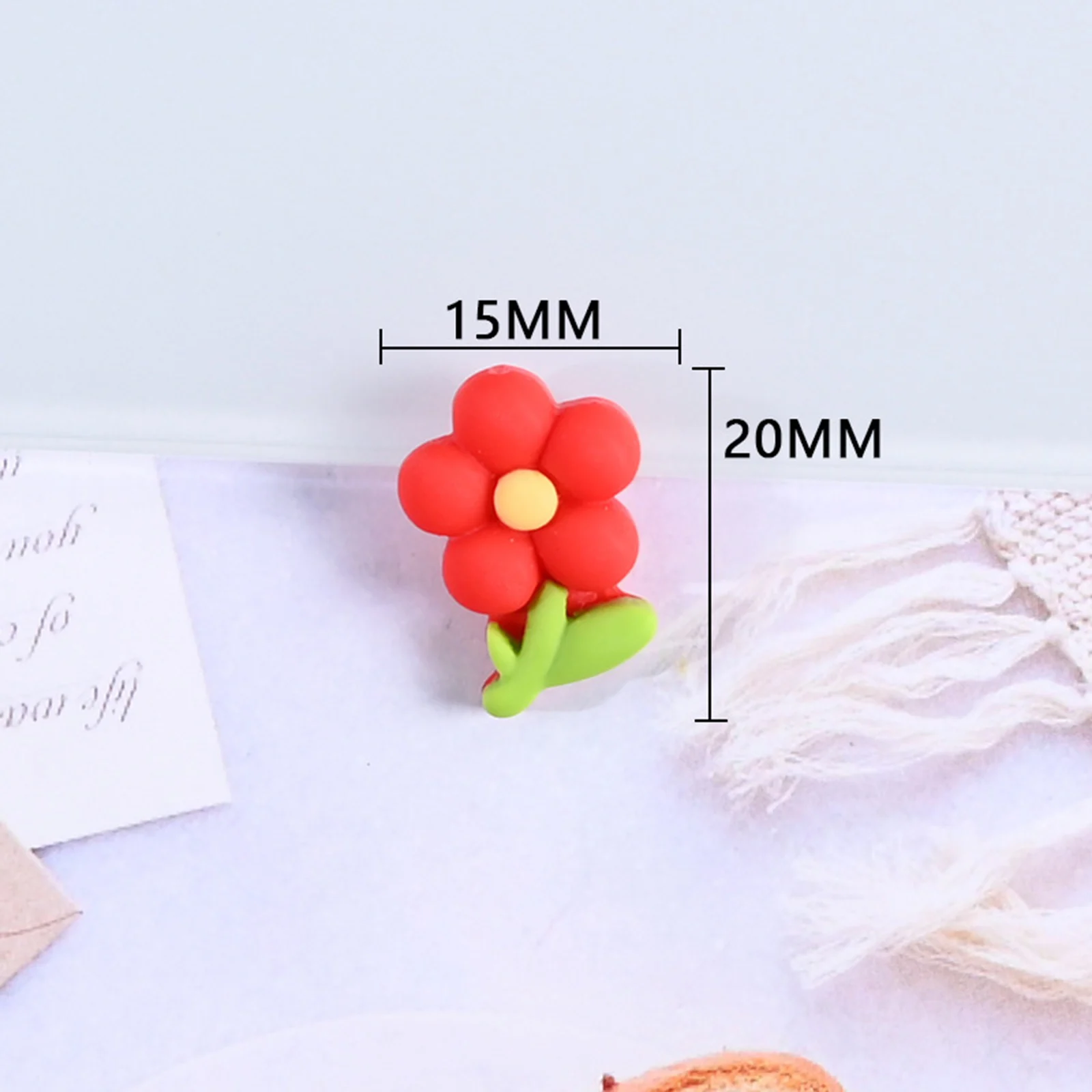 50Pcs Resin Cream Flower Flatback Charms Mixed Colors Decor Charms for DIY Phone Case Scrapbooking Jewelry Making