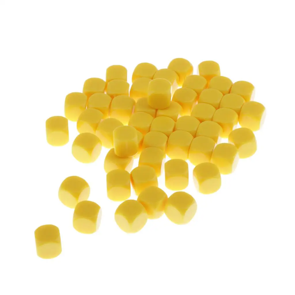 50x Round Edge Blank Dices D6 D&D RPG Party Gaming Playing Dice Yellow