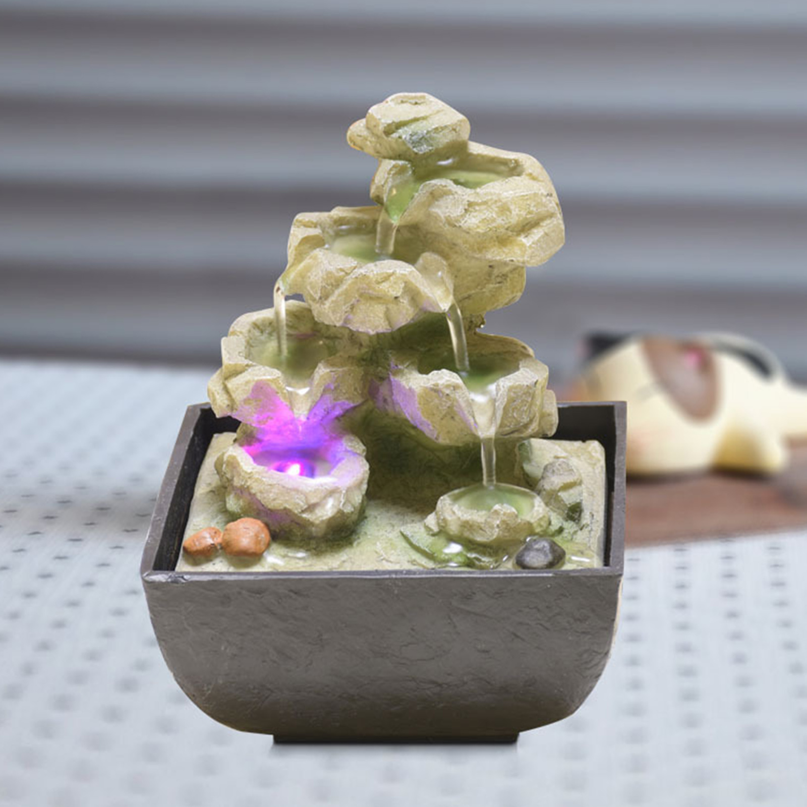 Relaxation Indoor Fountain Waterfall Feng Shui Tabletop Water Sound Table Ornament Craft Home Decoration Accessories