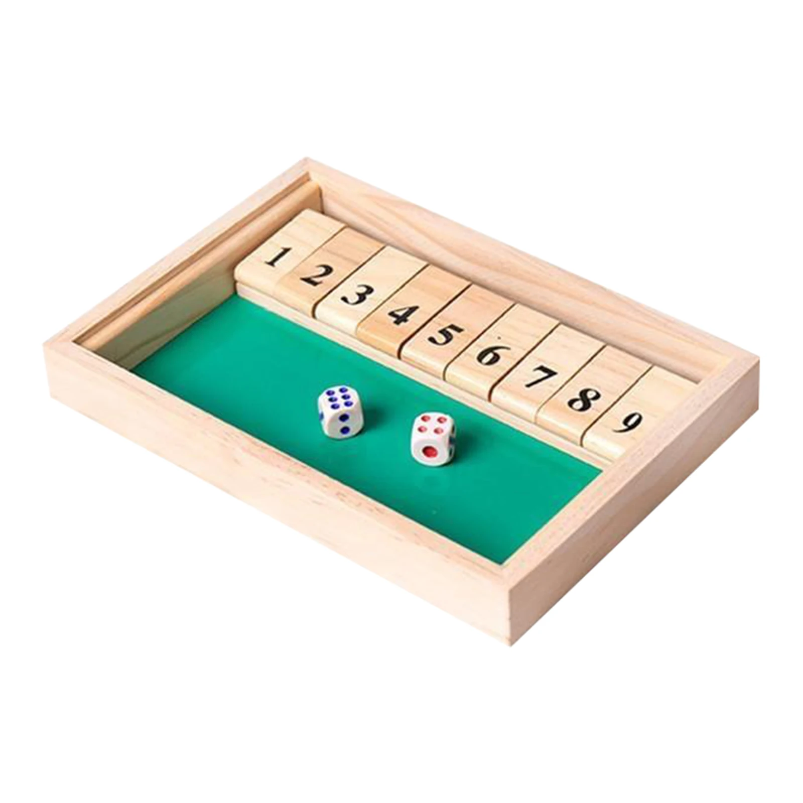 Games Deluxe Closed The Box Wooden Board Game with Dice & 9 Numbers
