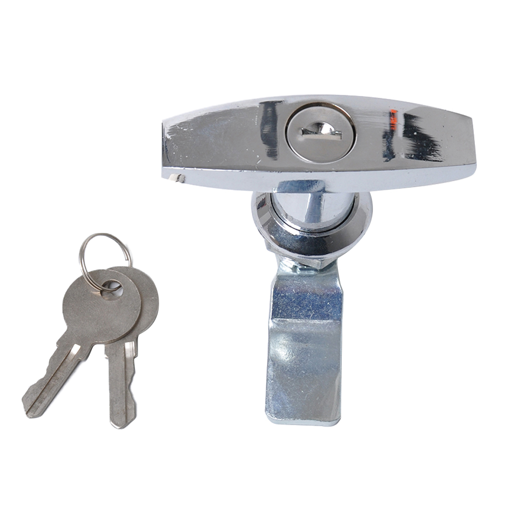 Silver Safe Garage Door Opener T Handle Lock With 2 Keys For Toolbox Cabinet