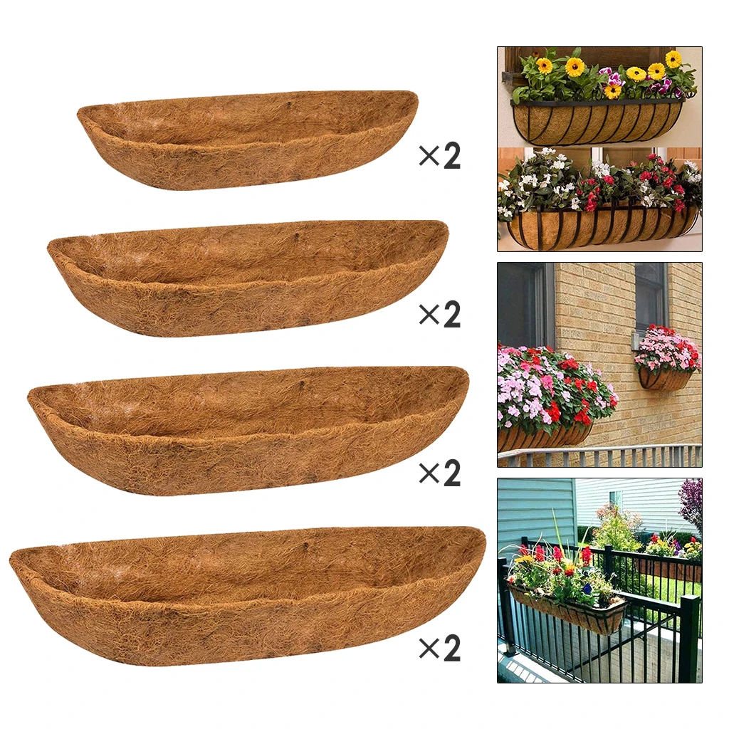 Hanging Coconut Vegetable Flower Pot Basket Liners Garden Decor Trough Coco Fiber Replacement Liner Natural Coco for Window Box