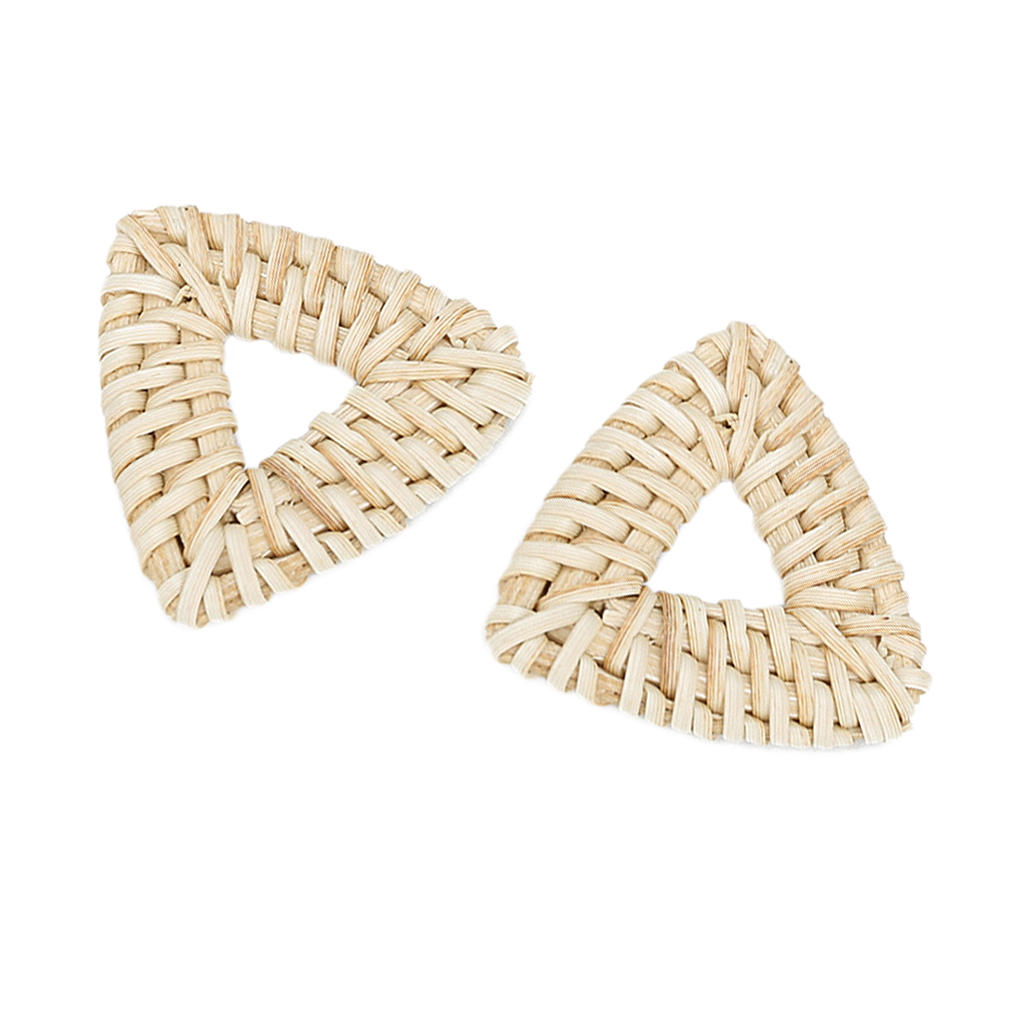 3 Assorted Shapes Rattan Earring DIY Women Rattan Ear Stud Long Earrings Casual Jewelry
