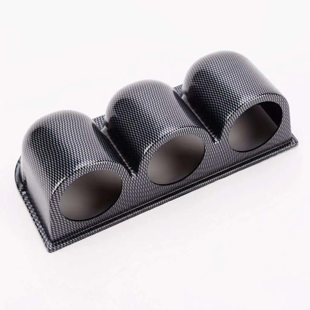 Car Carbon Fiber Look  3 Hole Triple Gauge Meter Mount Holder Pod 52mm