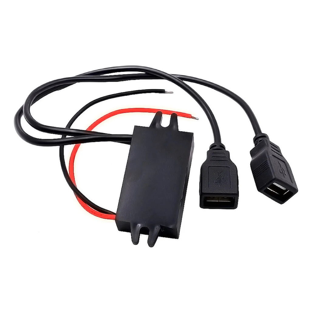 Car Charger  DC-DC 12V to 5V 2-USB Power Module for MP3 Phone GPS