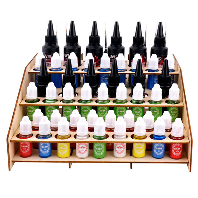 Wooden Pigment Paint Bottles Rack Organizer Epoxy Tools Storage Model Box -  AliExpress