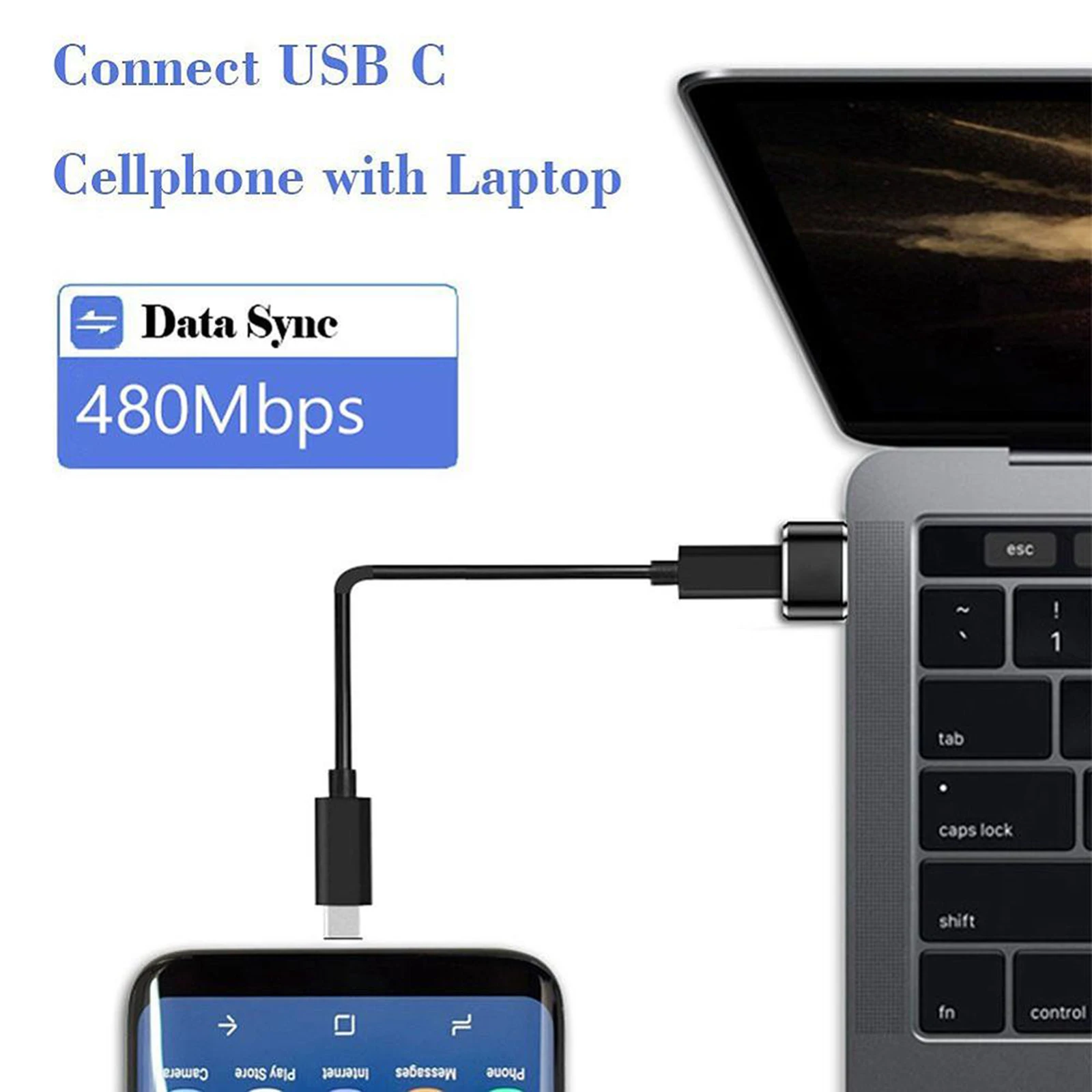 Portable Multifunction 2-in-1 Usb To Usb C Adapter Female To Usb Male For Charger Data Transfer