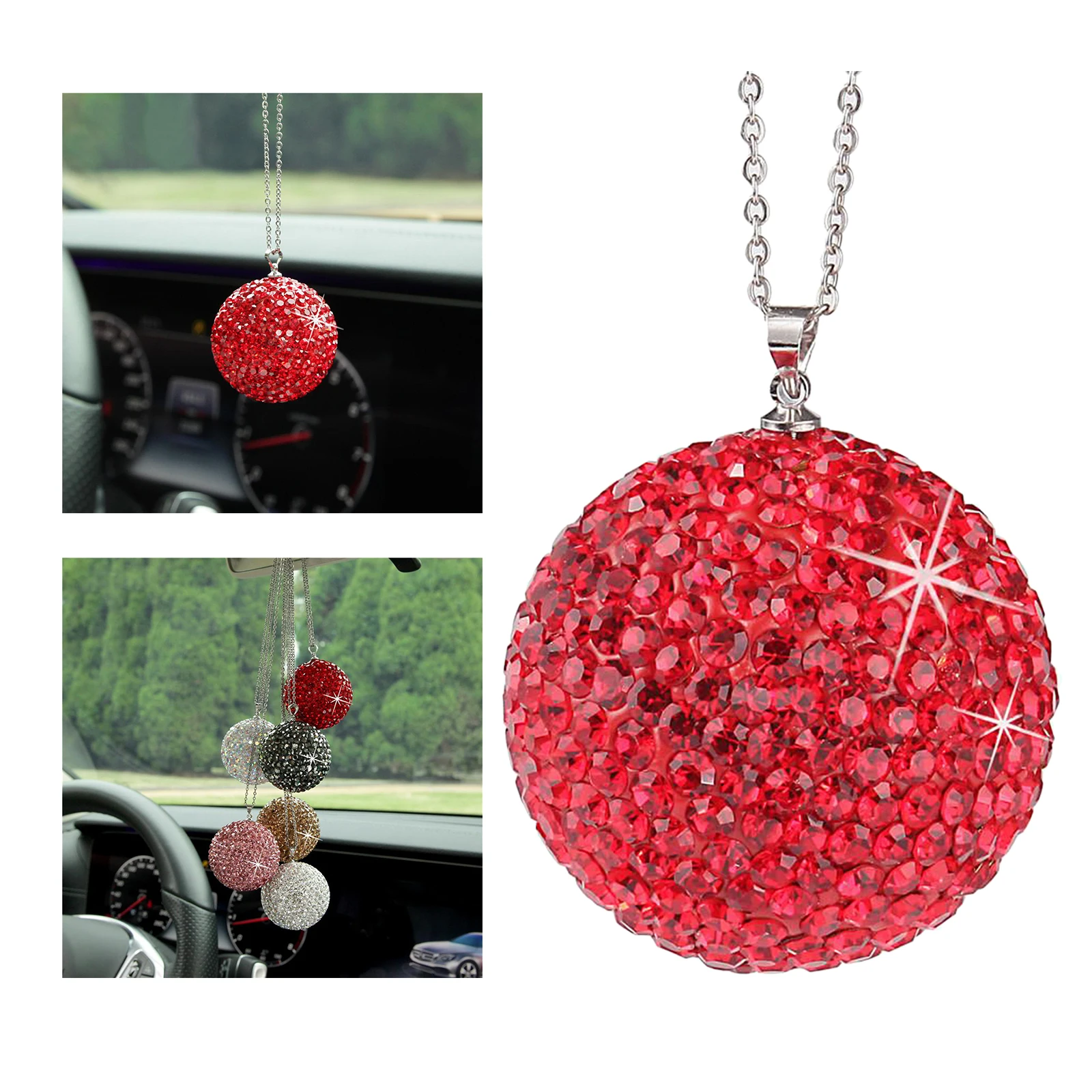 Diamond Crystal Ball Car Pendant for Rear View Mirror Interior Accessories