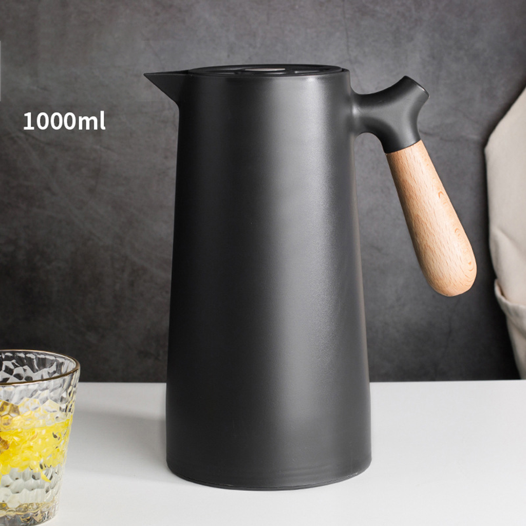 1000ML Double Walled Coffee Carafe Insulated Vacuum Flask 24 Hour Heat Retention with Lid Handle