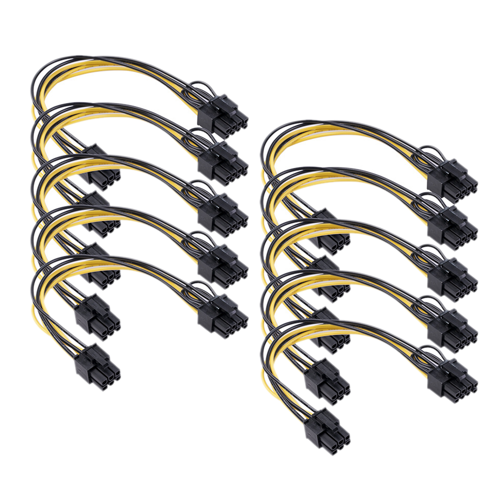 10pcs PCI Express PCI-e 6 pin to 6+2 8 pin Female Cable Adaptor Converter 20CM
