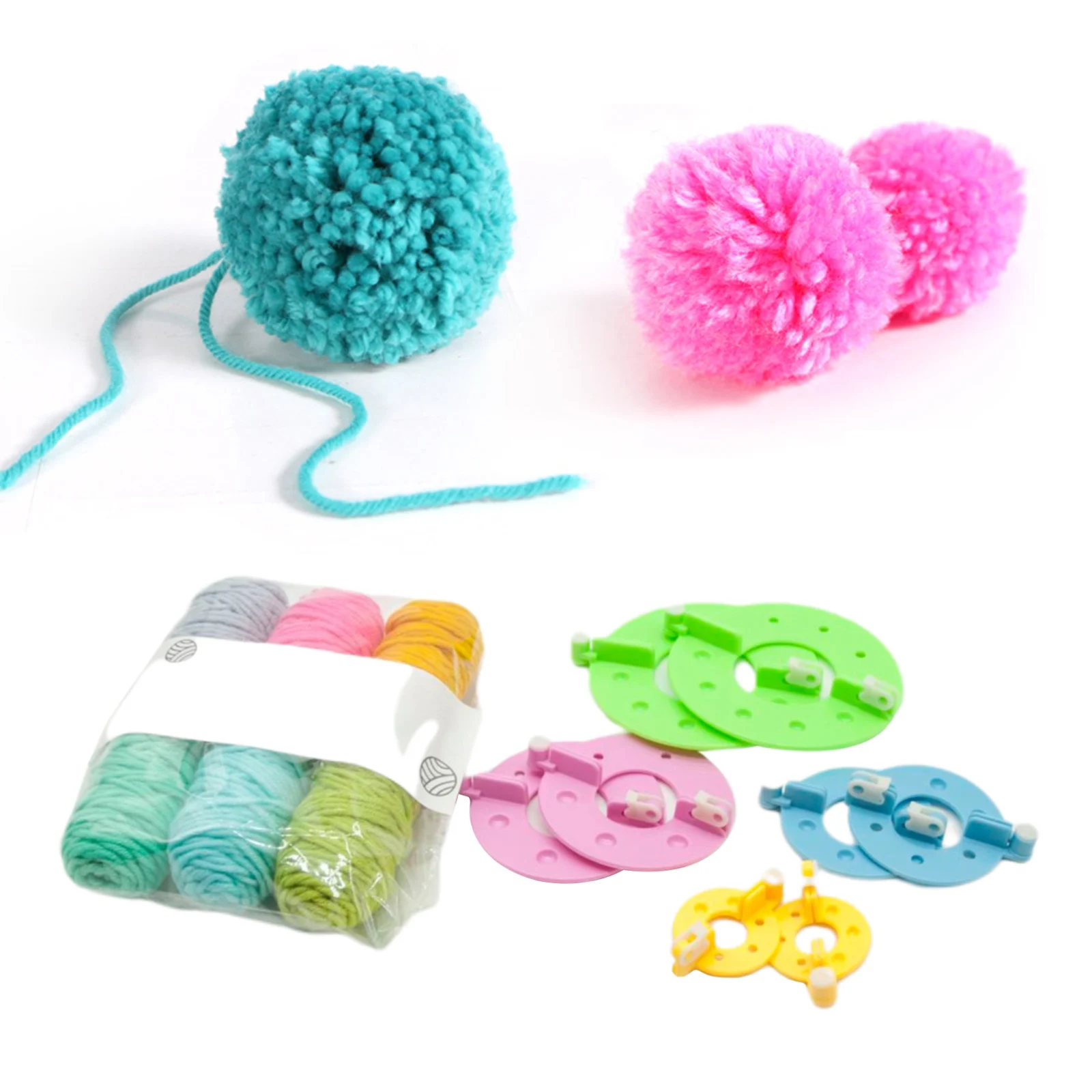 8Pcs 4 Sizes Pompom Maker Fluff Ball Weaver Knitting Crafts Pom-Pom Loom Tool