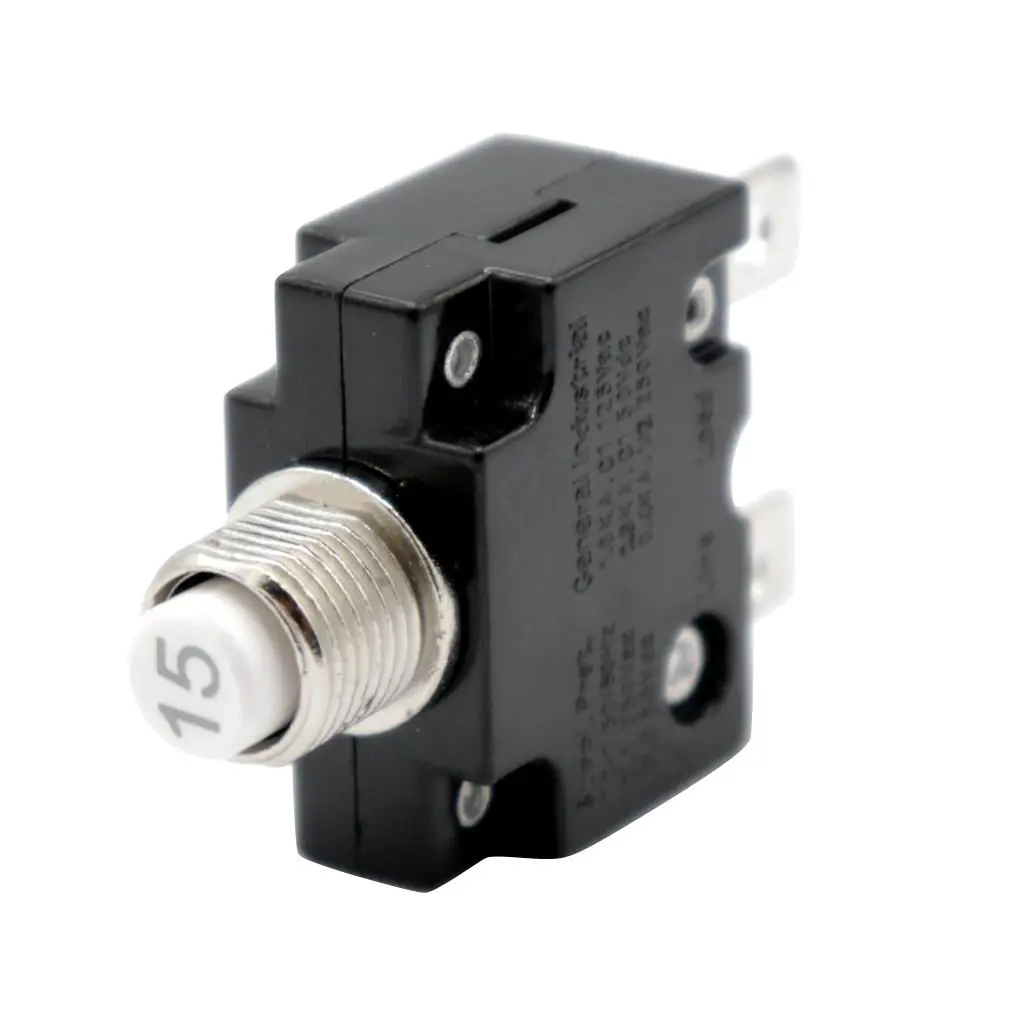 Push Button Reset Only Screw Terminals Resettable Circuit Breaker - 15 Amps Overload protection Prevent Excessive Current