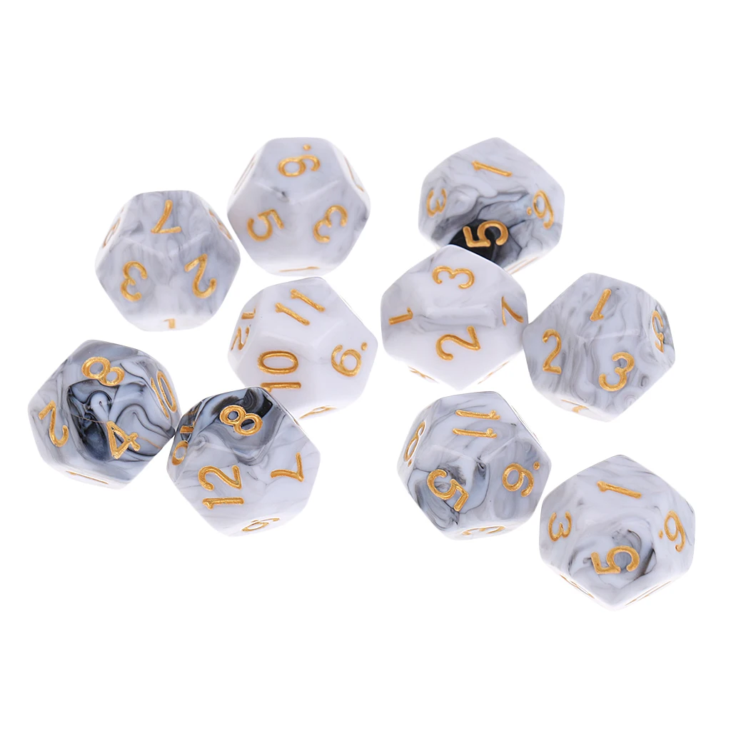 10pcs 12 Sided Dice D12 Polyhedral Dice for  Roley playing Games Dice Gift